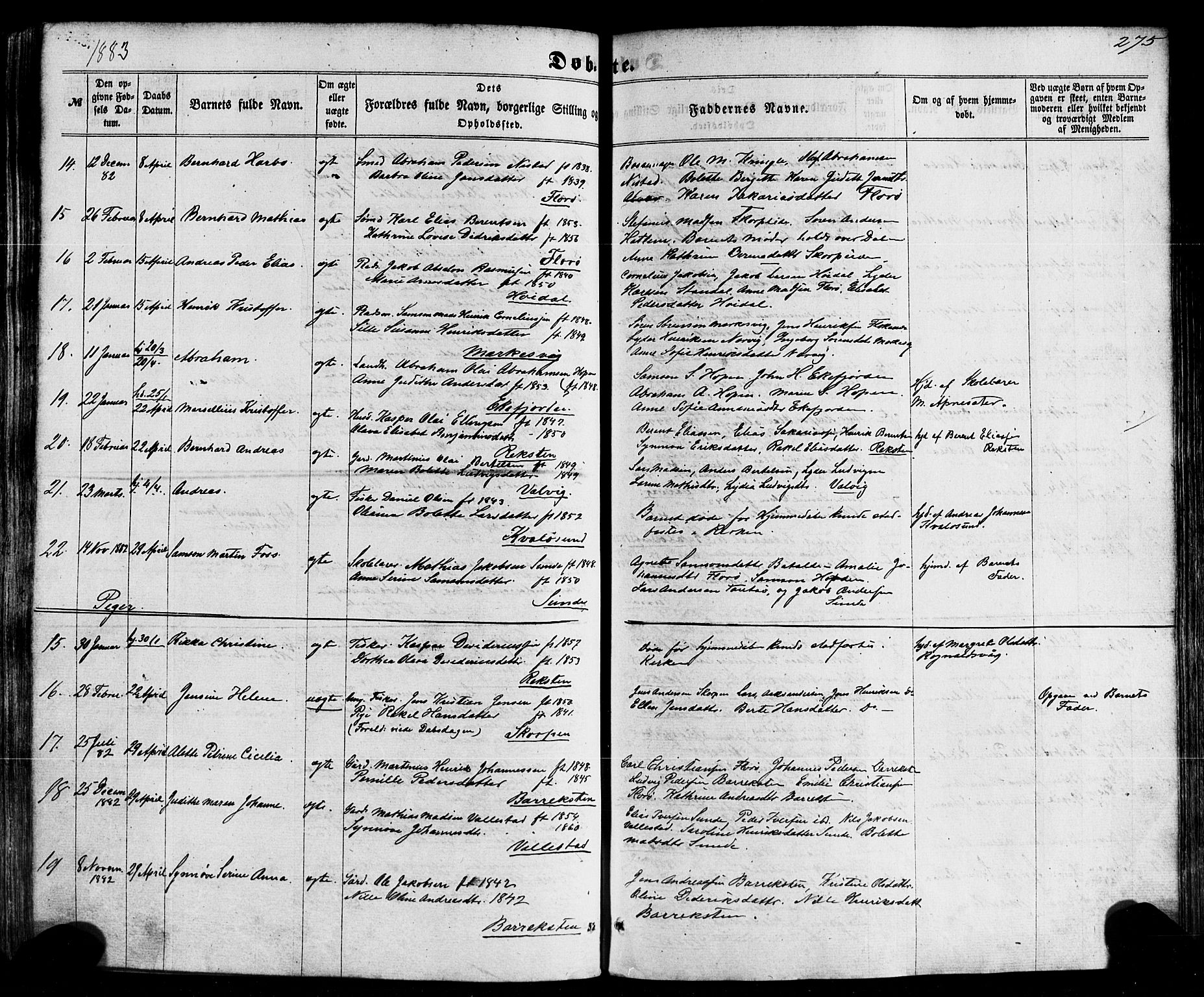 Kinn sokneprestembete, SAB/A-80801/H/Haa/Haaa/L0006: Parish register (official) no. A 6, 1857-1885, p. 275
