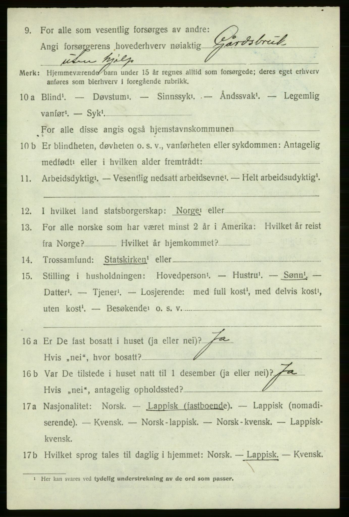 SATØ, 1920 census for Kautokeino, 1920, p. 1442