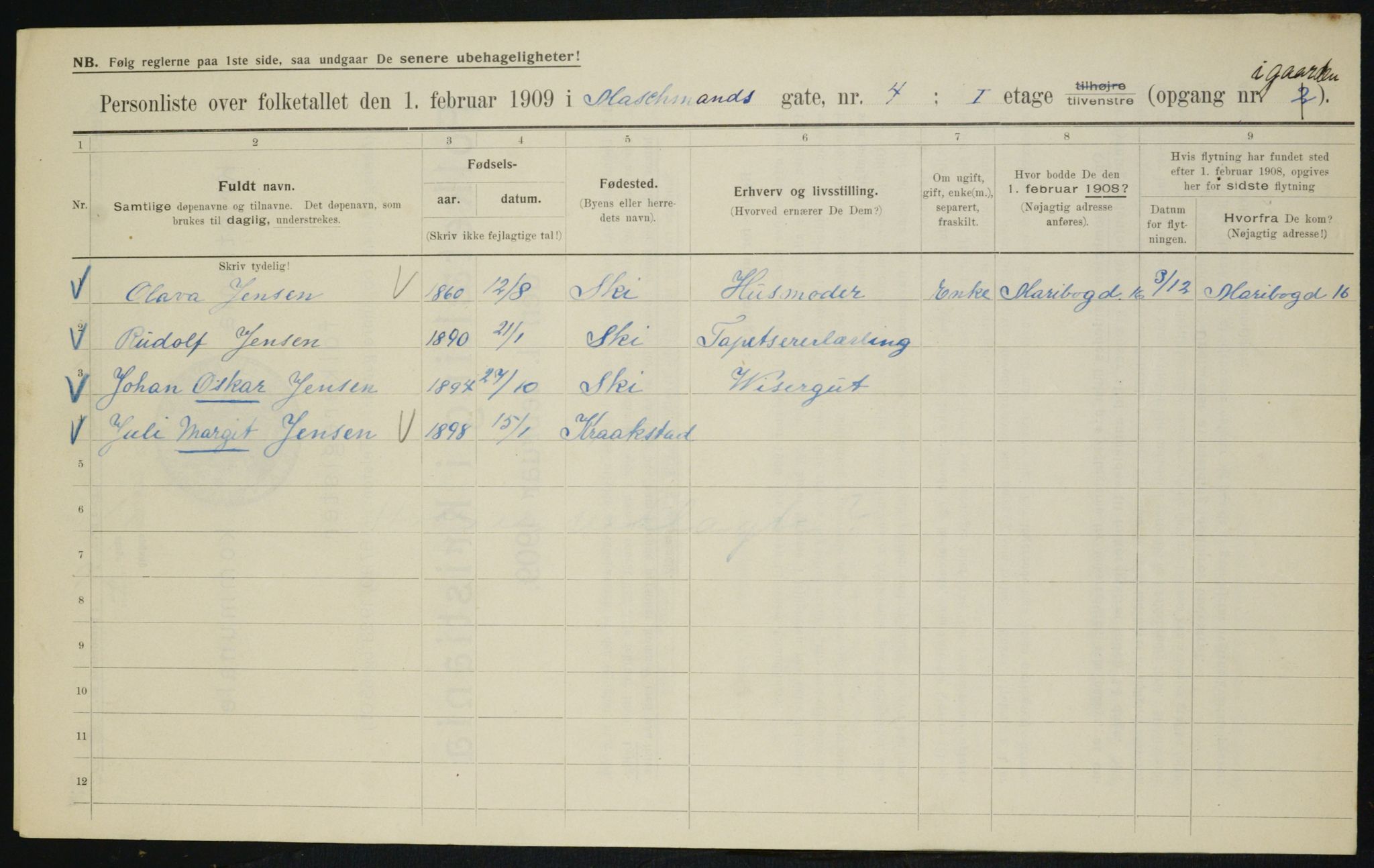 OBA, Municipal Census 1909 for Kristiania, 1909, p. 58835