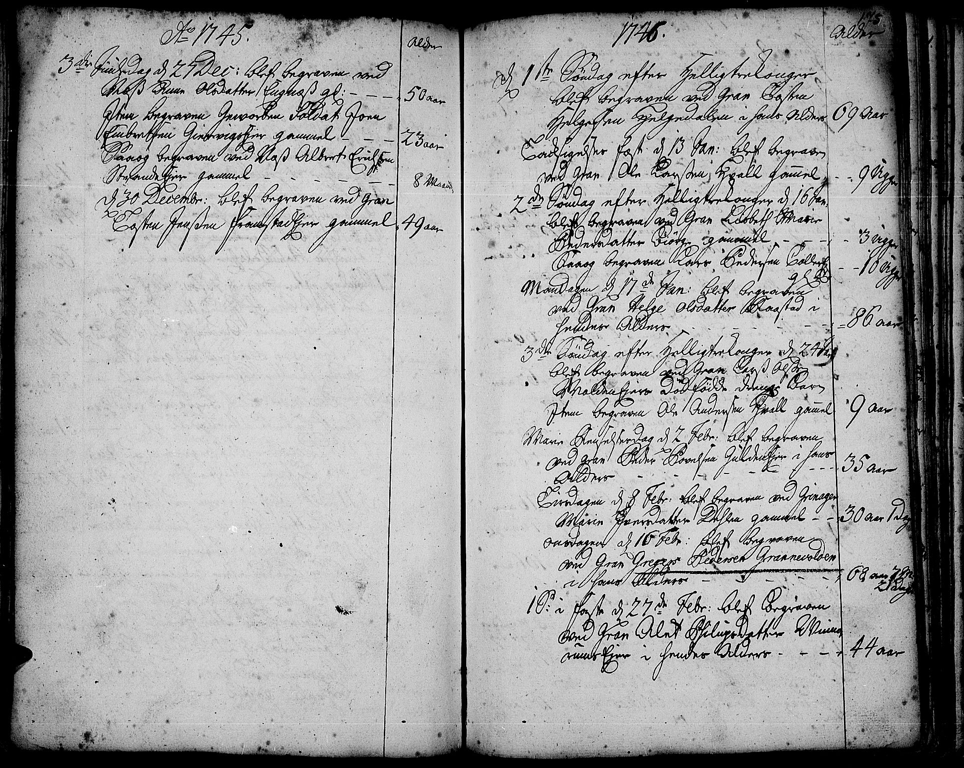 Gran prestekontor, AV/SAH-PREST-112/H/Ha/Haa/L0003: Parish register (official) no. 3, 1745-1758, p. 175