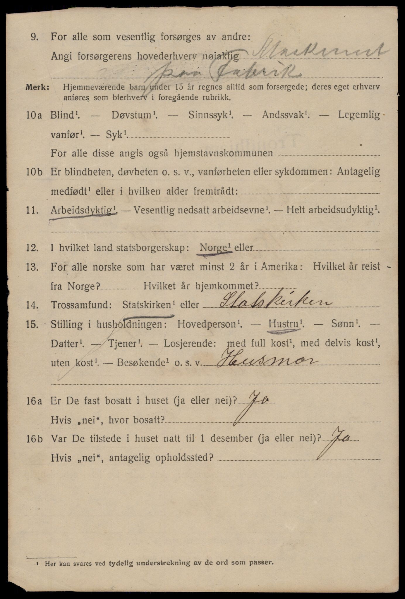 SAT, 1920 census for Trondheim, 1920, p. 141047