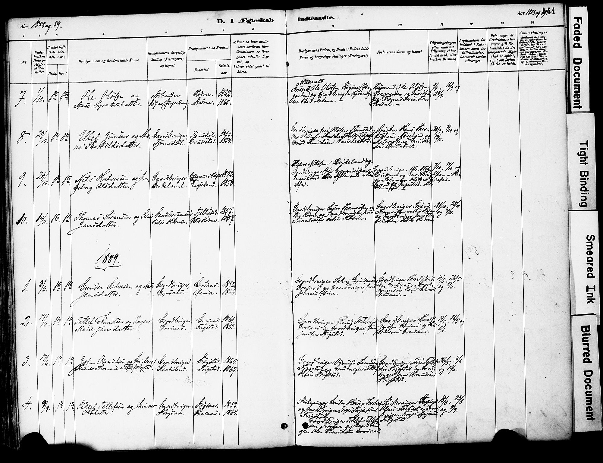 Evje sokneprestkontor, AV/SAK-1111-0008/F/Fa/Fac/L0003: Parish register (official) no. A 3, 1884-1909, p. 144