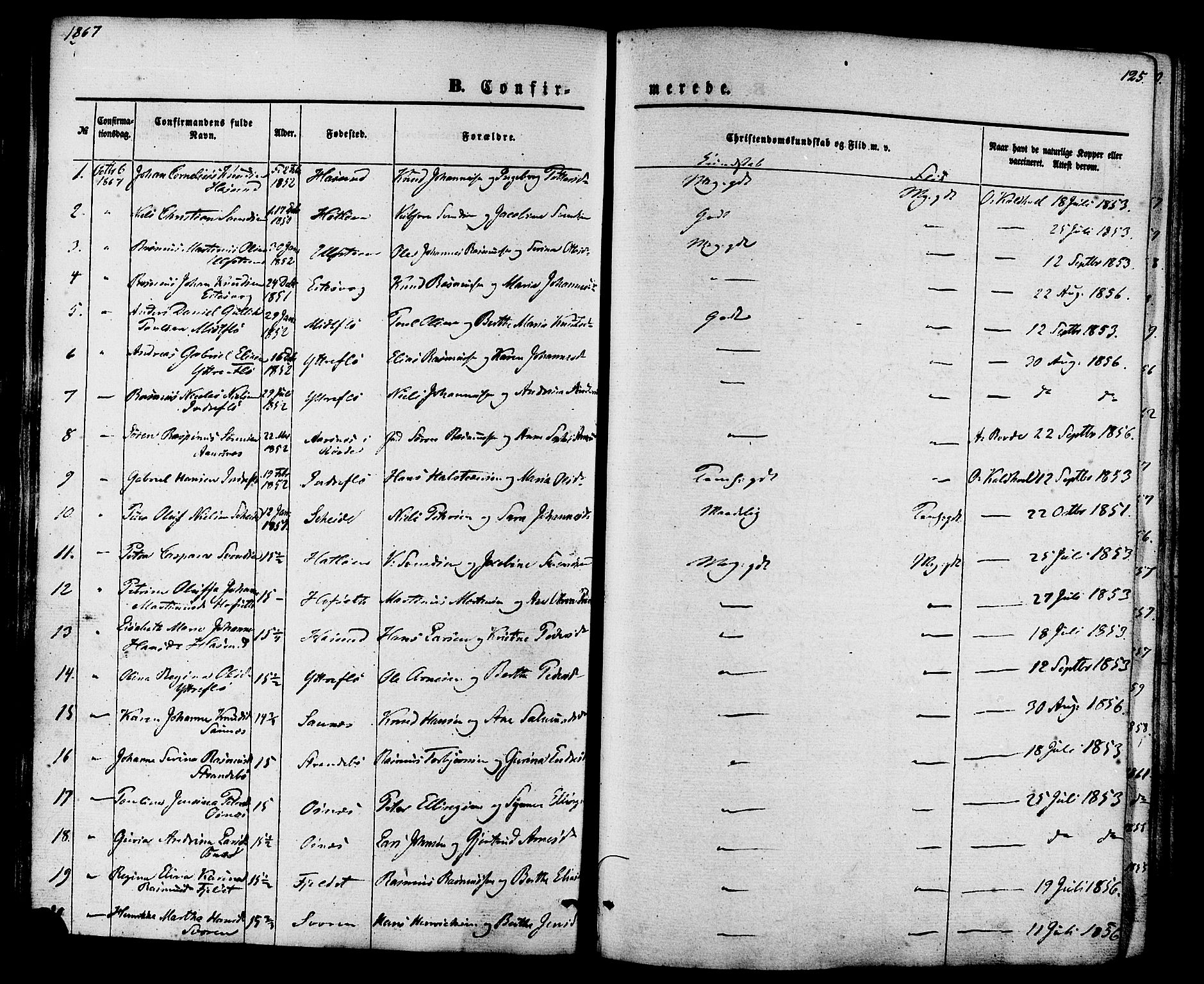 Ministerialprotokoller, klokkerbøker og fødselsregistre - Møre og Romsdal, SAT/A-1454/509/L0105: Parish register (official) no. 509A03, 1848-1882, p. 125