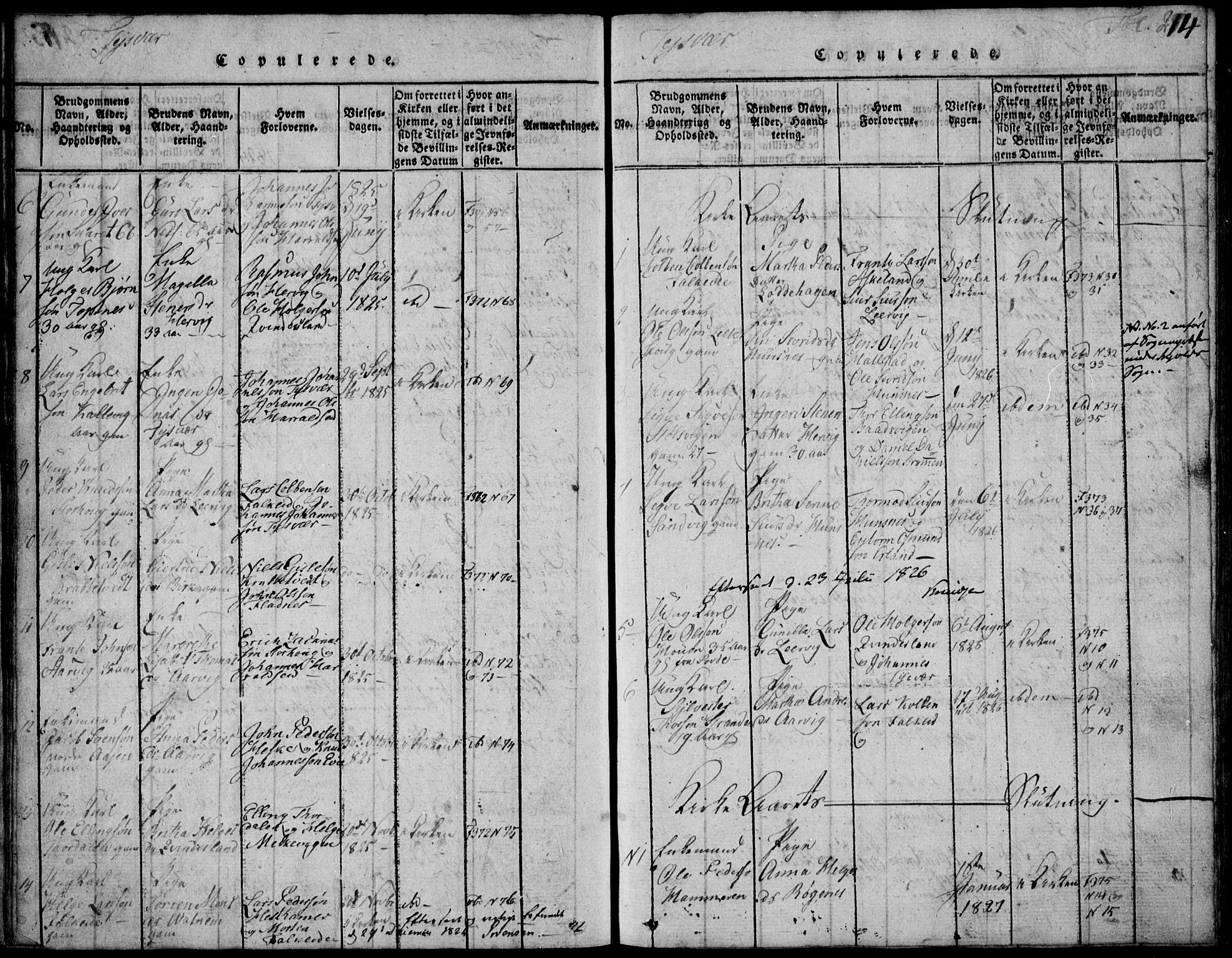 Skjold sokneprestkontor, SAST/A-101847/H/Ha/Hab/L0002: Parish register (copy) no. B 2 /1, 1815-1830, p. 214