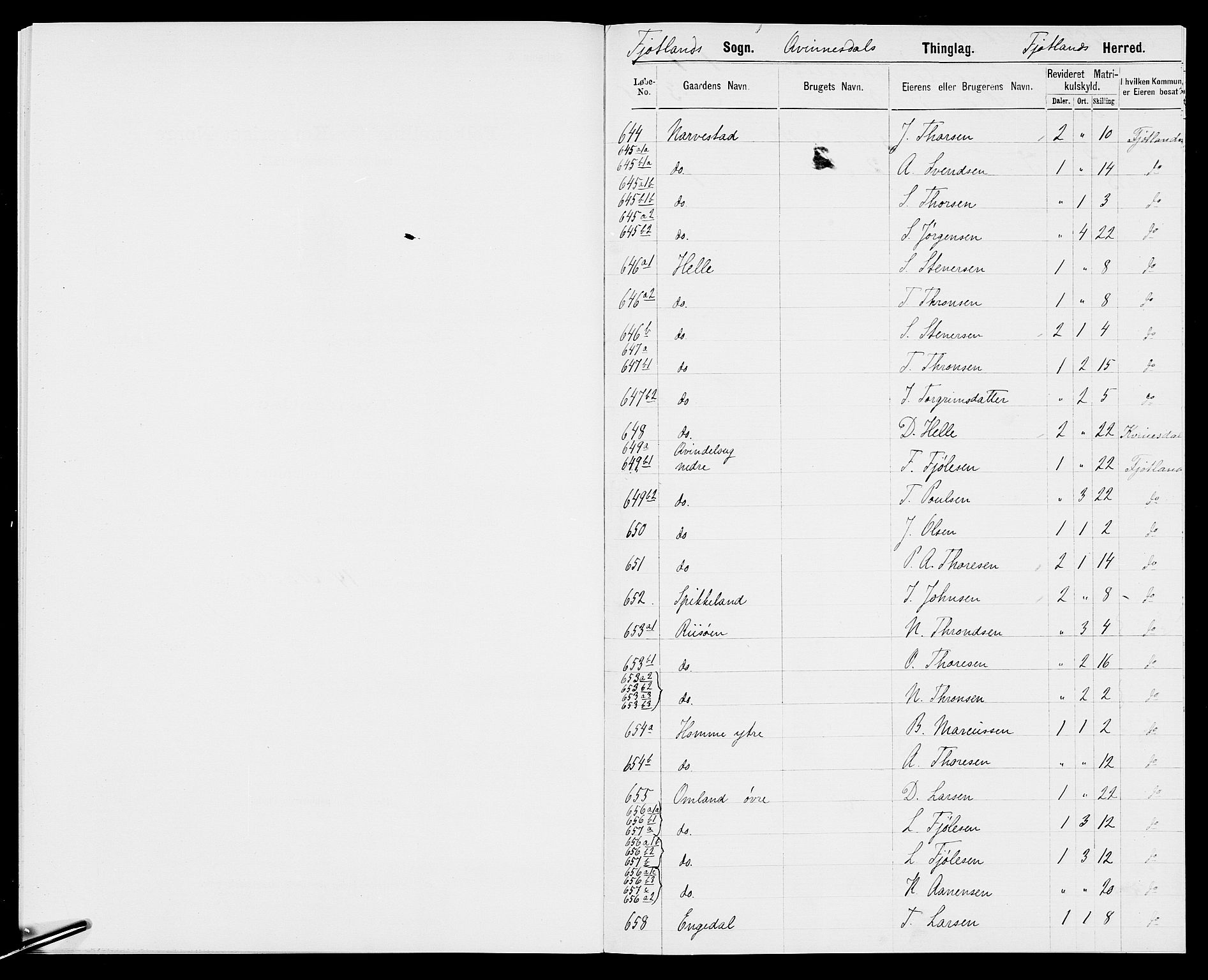 SAK, 1875 census for 1036P Fjotland, 1875, p. 16