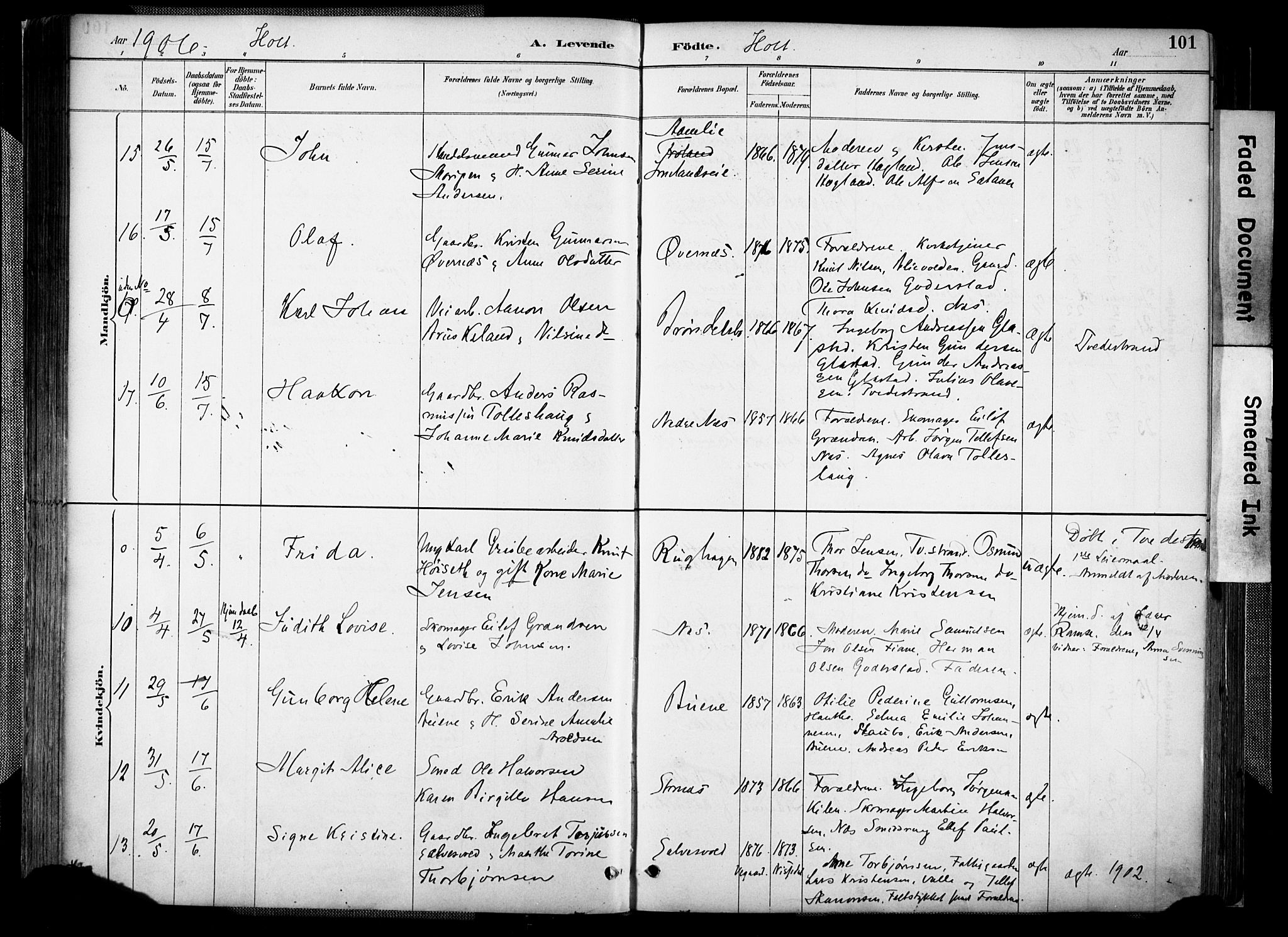 Holt sokneprestkontor, AV/SAK-1111-0021/F/Fa/L0012: Parish register (official) no. A 12, 1885-1907, p. 101