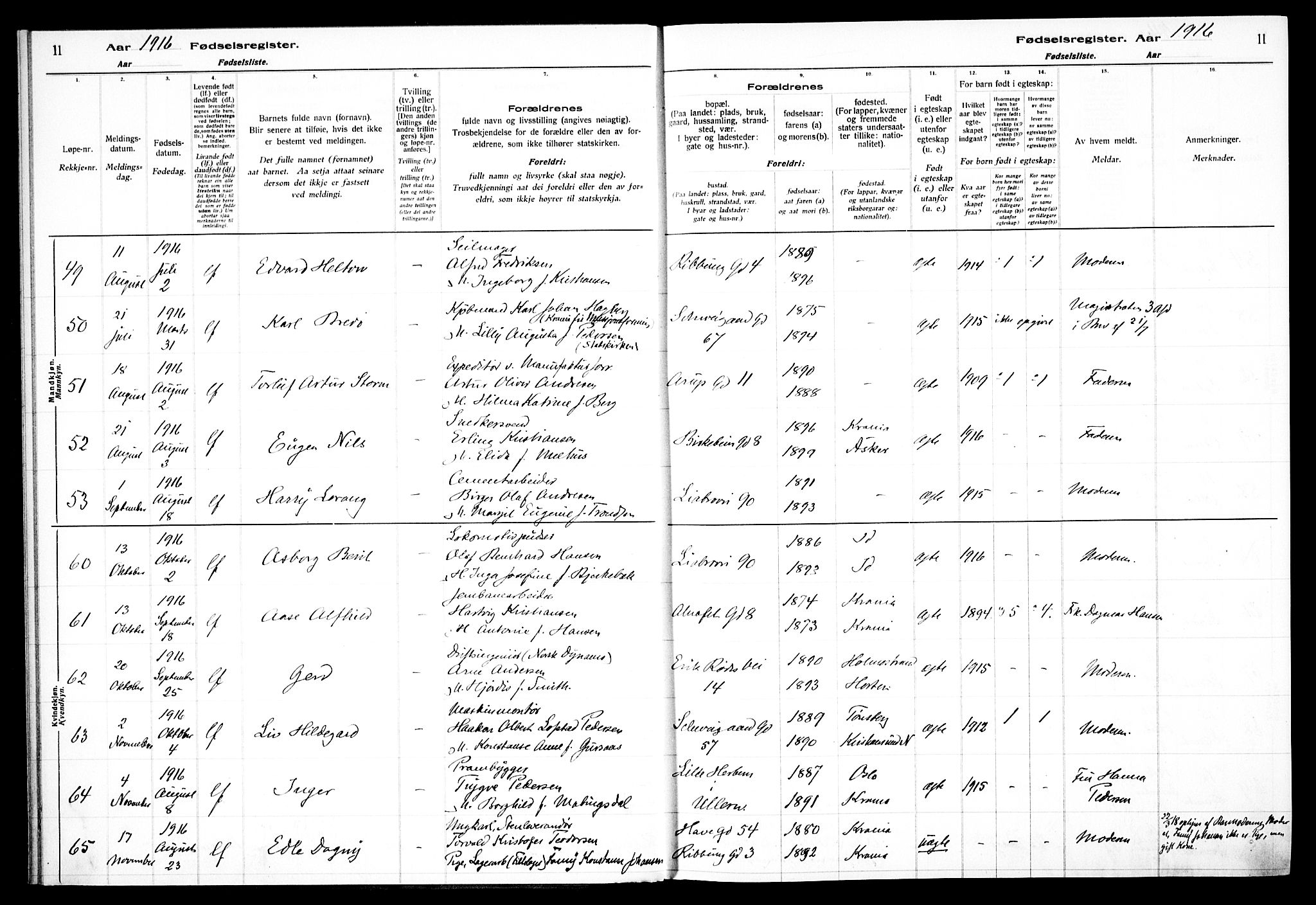 Gamlebyen prestekontor Kirkebøker, AV/SAO-A-10884/J/Ja/L0001: Birth register no. 1, 1916-1936, p. 11