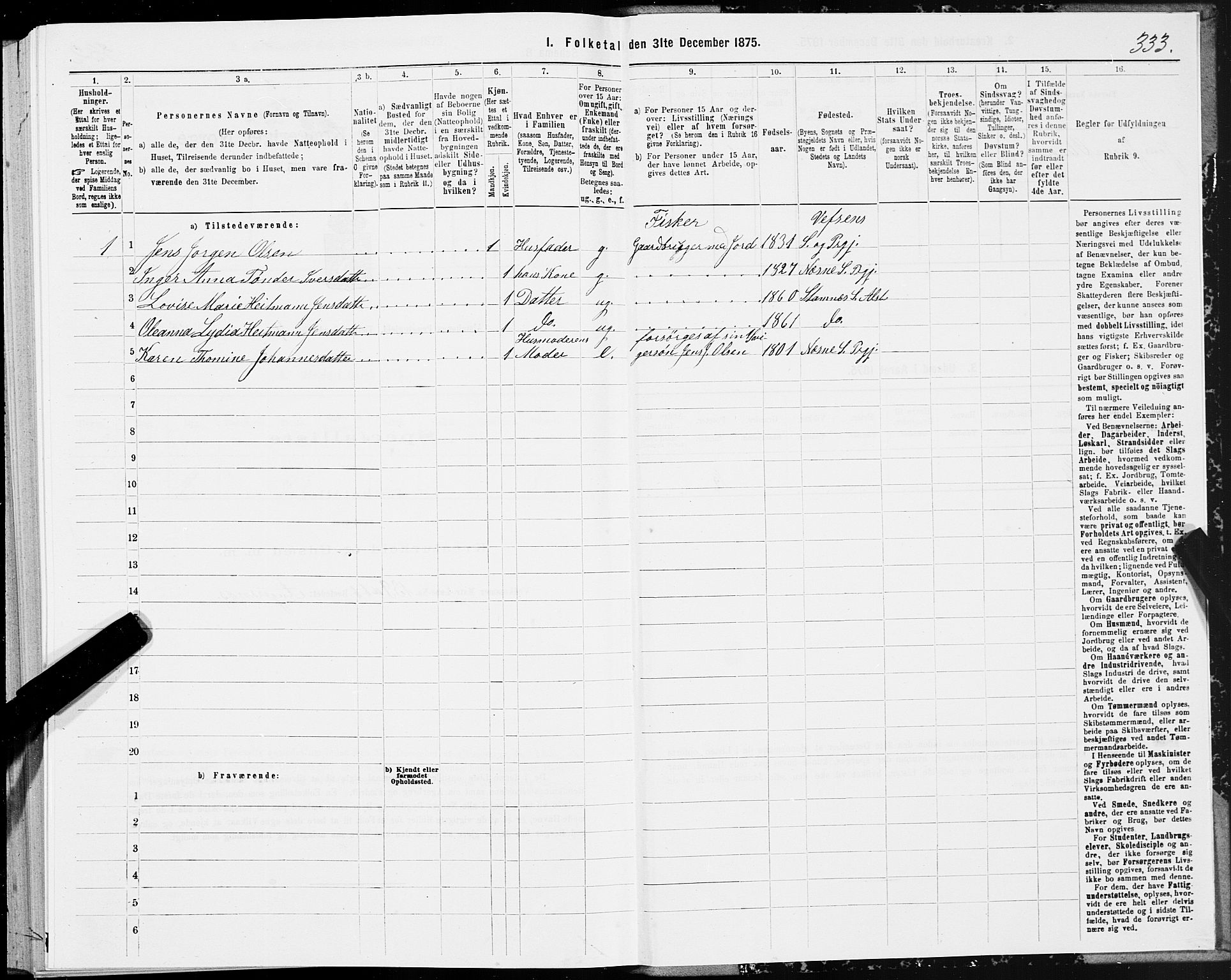 SAT, 1875 census for 1820P Alstahaug, 1875, p. 3333