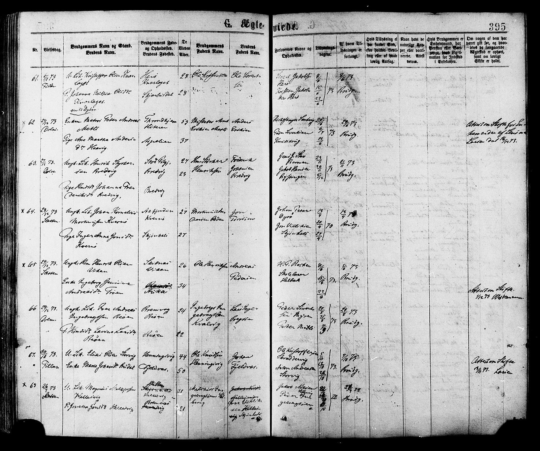 Ministerialprotokoller, klokkerbøker og fødselsregistre - Sør-Trøndelag, SAT/A-1456/634/L0532: Parish register (official) no. 634A08, 1871-1881, p. 395