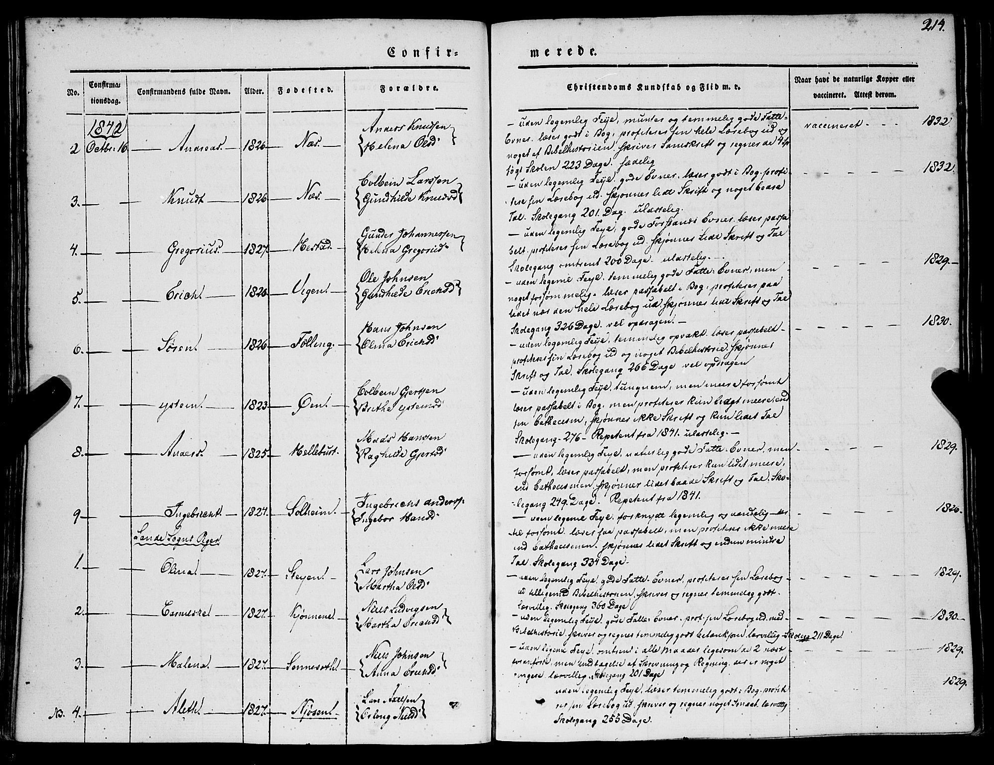 Gaular sokneprestembete, AV/SAB-A-80001/H/Haa: Parish register (official) no. A 4I, 1840-1859, p. 214