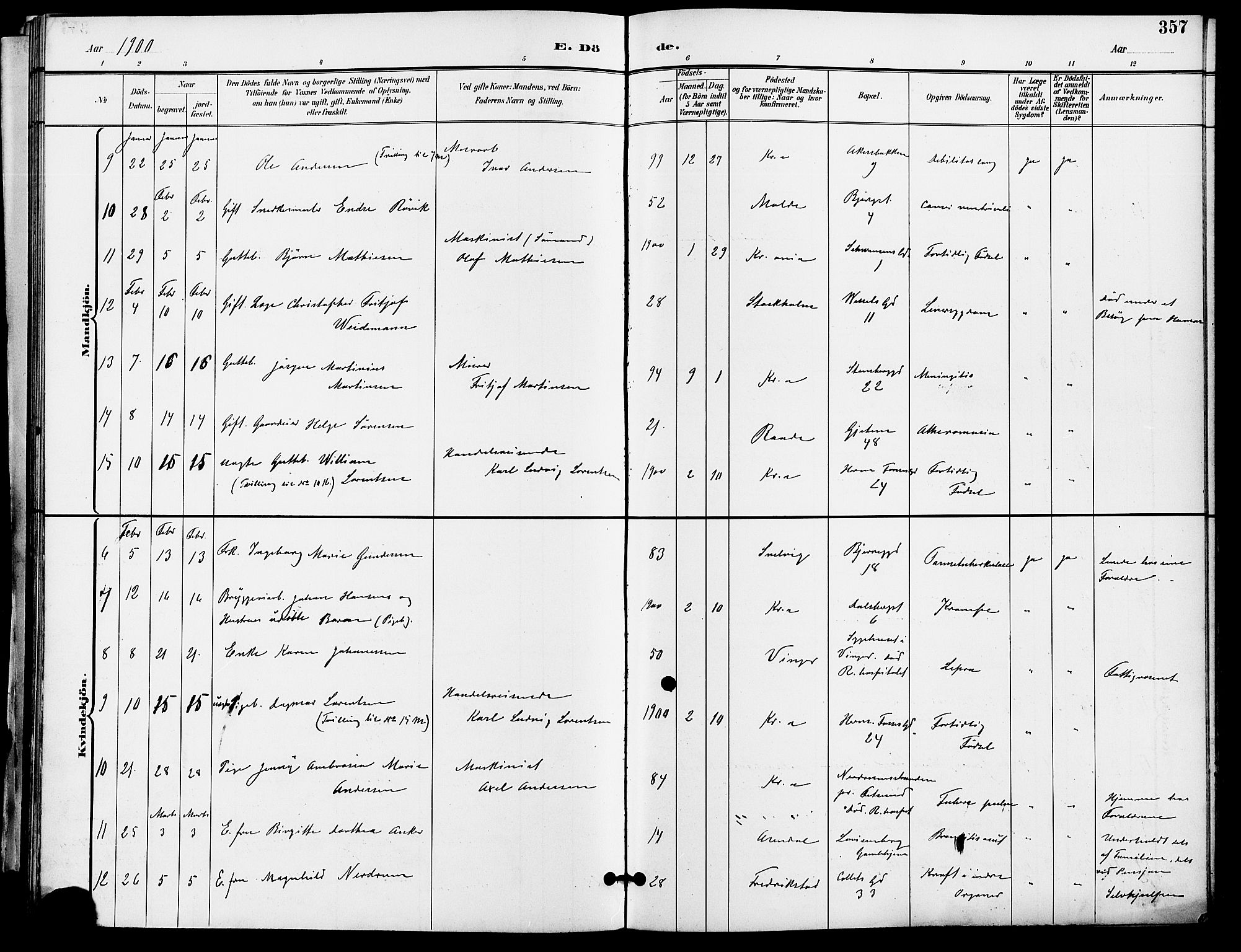 Gamle Aker prestekontor Kirkebøker, AV/SAO-A-10617a/F/L0011: Parish register (official) no. 11, 1896-1901, p. 357