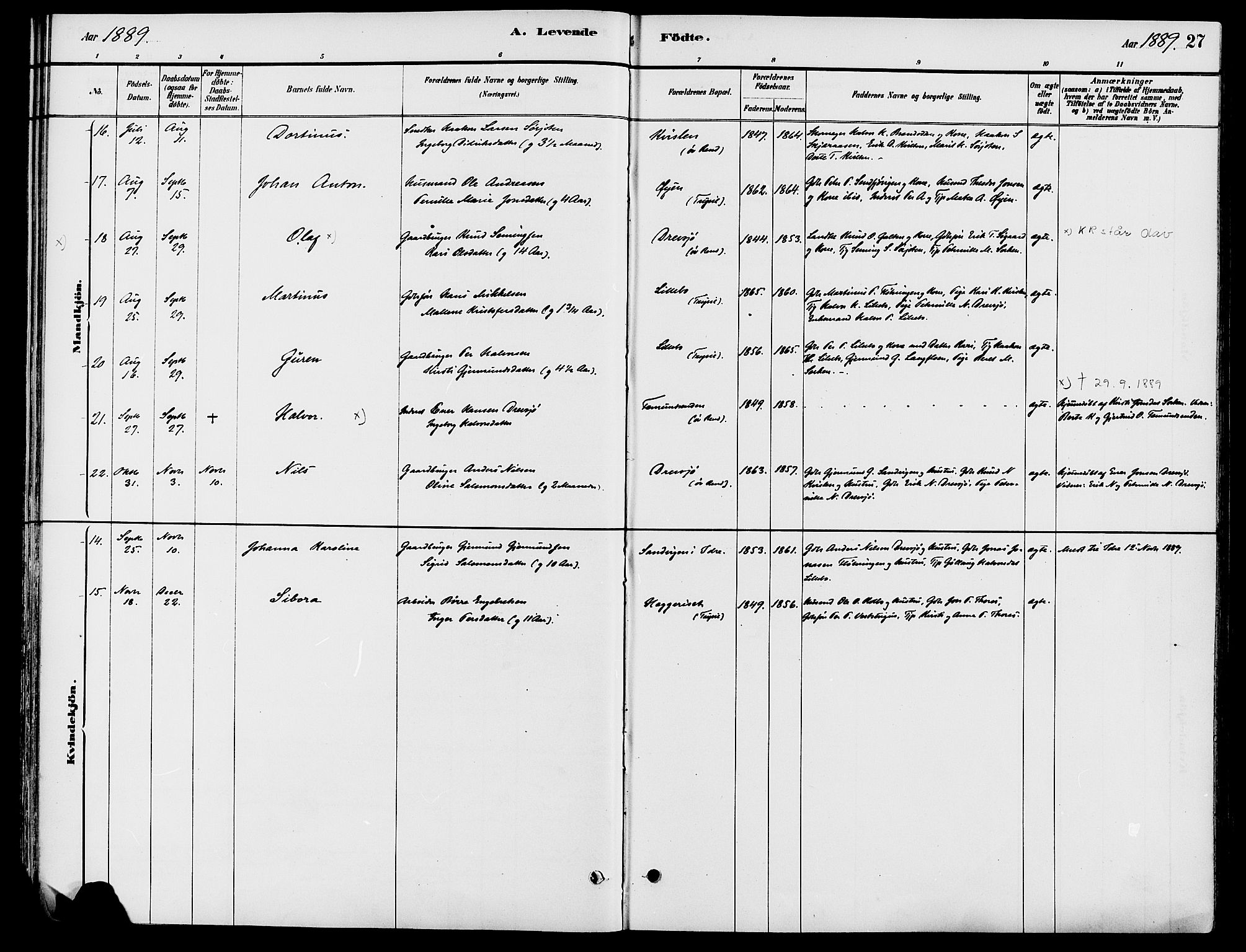 Engerdal prestekontor, AV/SAH-PREST-048/H/Ha/Haa/L0001: Parish register (official) no. 1, 1881-1898, p. 27