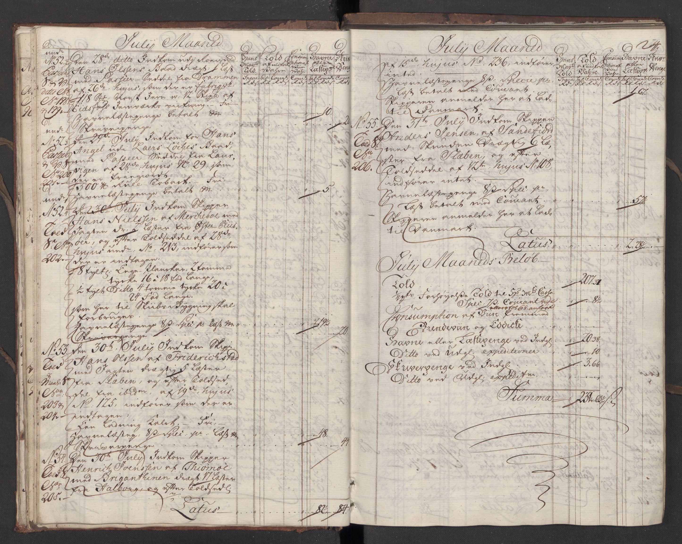 Generaltollkammeret, tollregnskaper, AV/RA-EA-5490/R10/L0018/0001: Tollregnskaper Tønsberg / Inngående hovedtollbok, 1756, p. 23b-24a