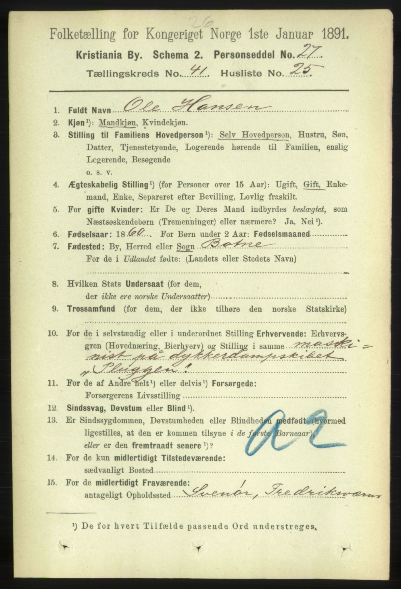 RA, 1891 census for 0301 Kristiania, 1891, p. 24551