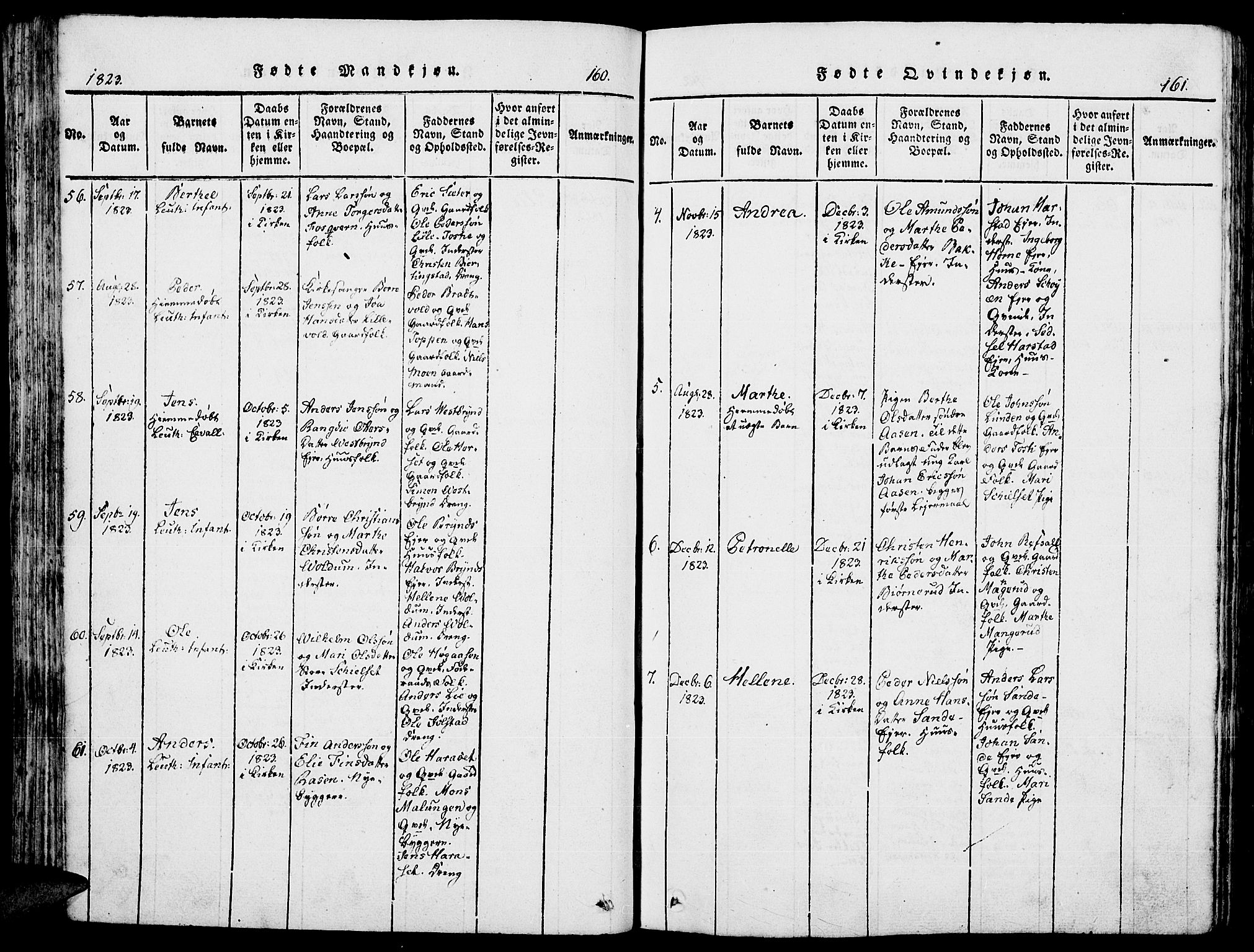 Romedal prestekontor, AV/SAH-PREST-004/K/L0002: Parish register (official) no. 2, 1814-1828, p. 160-161