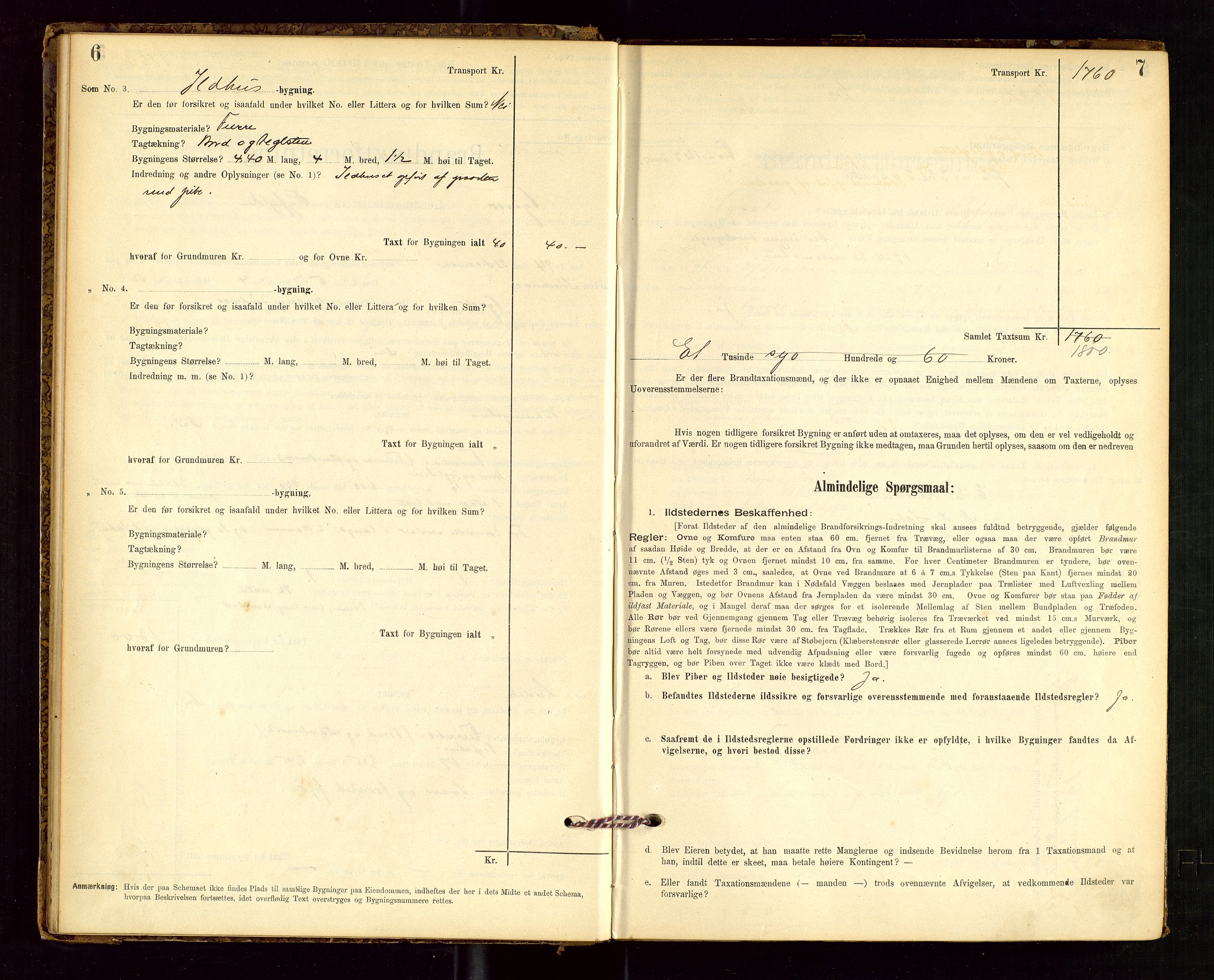 Tysvær lensmannskontor, AV/SAST-A-100192/Gob/L0001: "Brandtaxationsprotokol for Tysvær Lensmandsdistrikt Ryfylke Fogderi", 1894-1916, p. 6-7