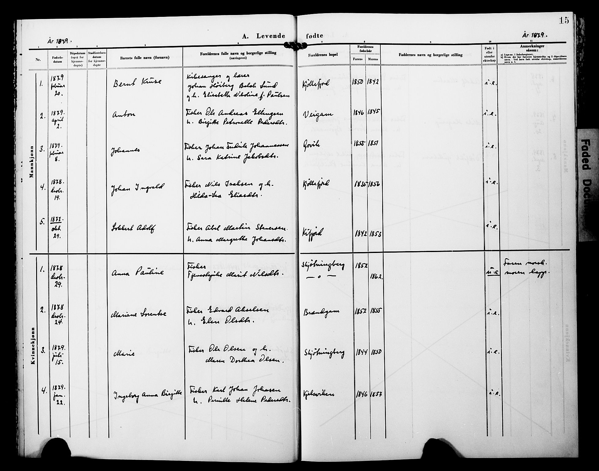 Lebesby sokneprestkontor, SATØ/S-1353/H/Ha/L0005kirke: Parish register (official) no. 5, 1870-1902, p. 15