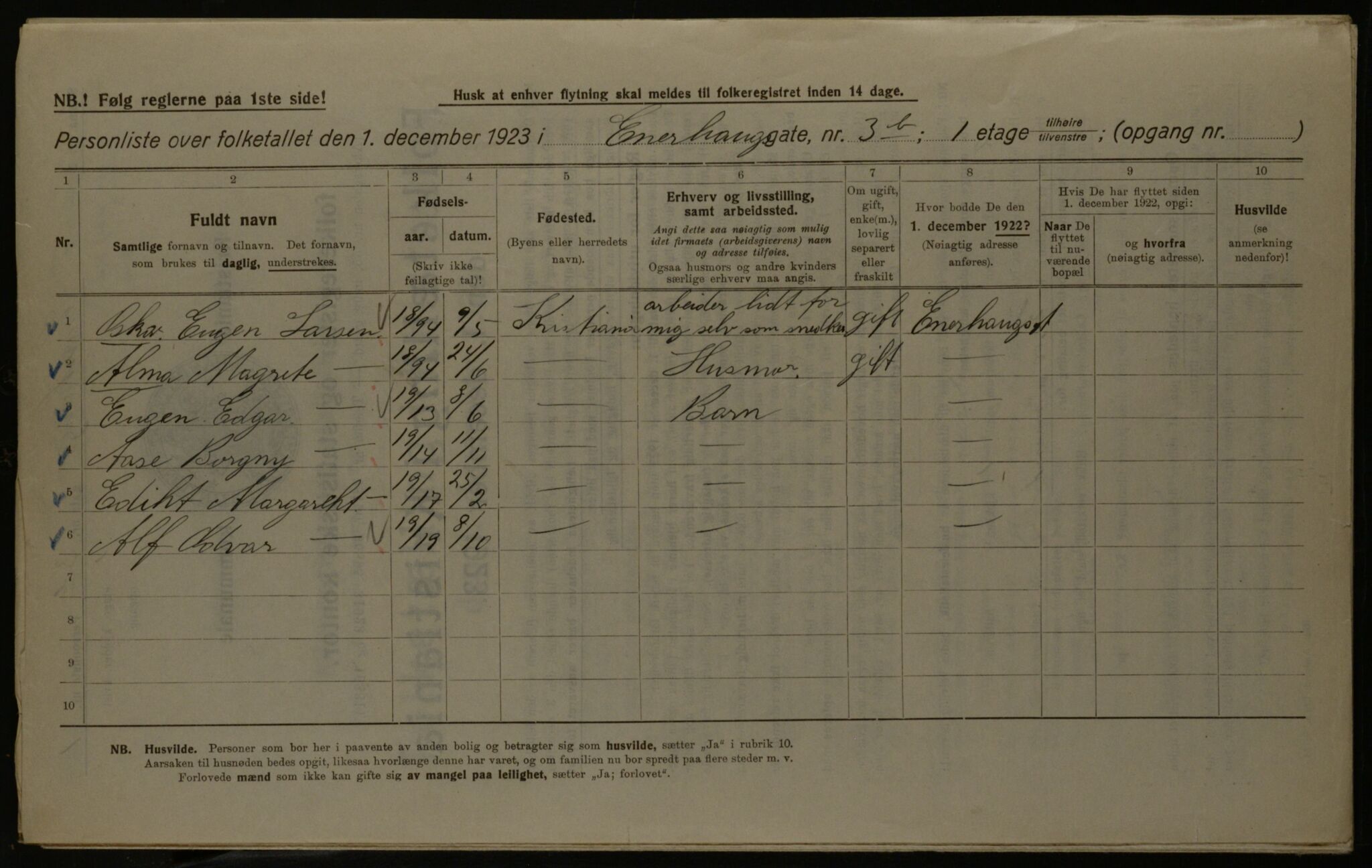 OBA, Municipal Census 1923 for Kristiania, 1923, p. 23980