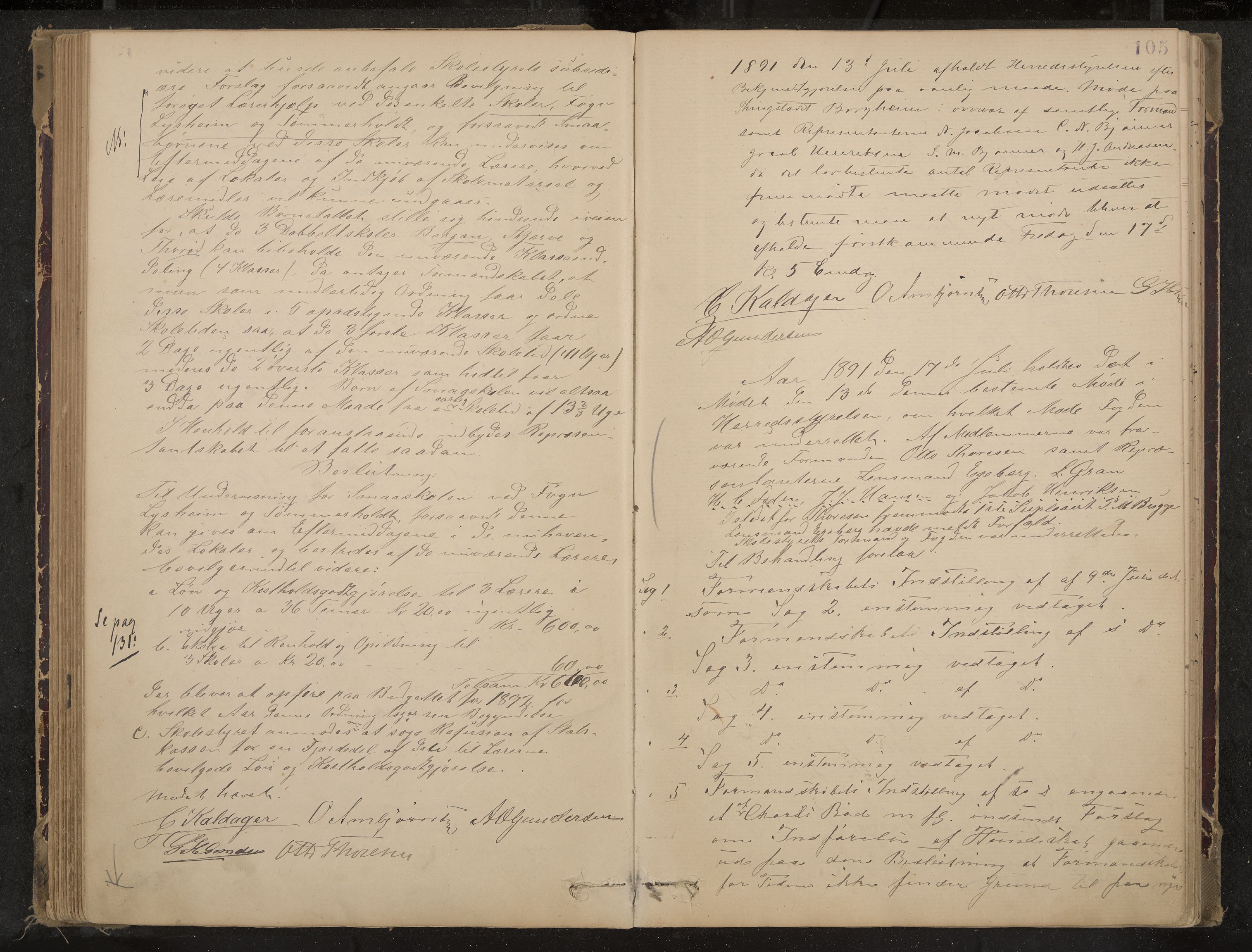 Nøtterøy formannskap og sentraladministrasjon, IKAK/0722021-1/A/Aa/L0004: Møtebok, 1887-1896, p. 105