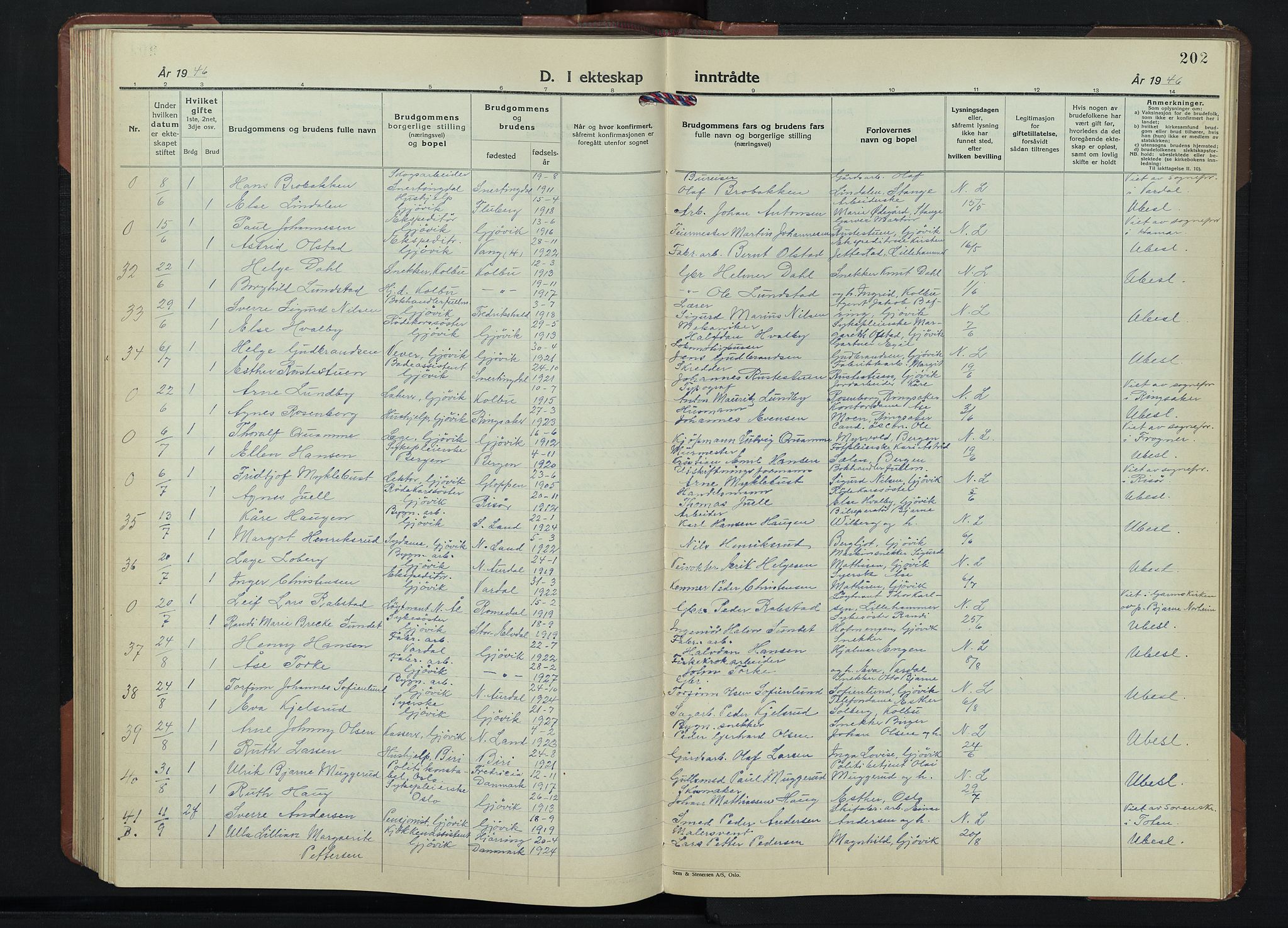 Gjøvik prestekontor, AV/SAH-PREST-098/H/Ha/Hab/L0001: Parish register (copy) no. 1, 1941-1951, p. 202