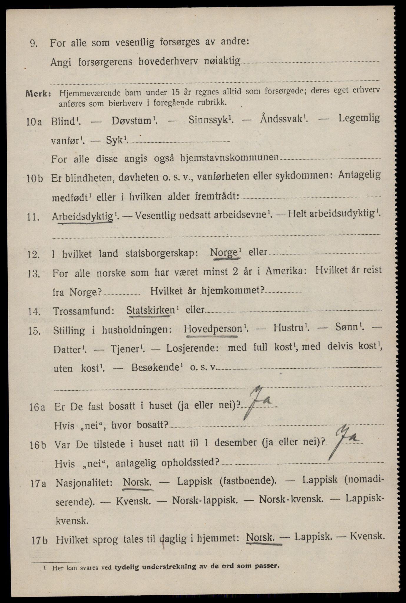 SAT, 1920 census for Værøy, 1920, p. 3364