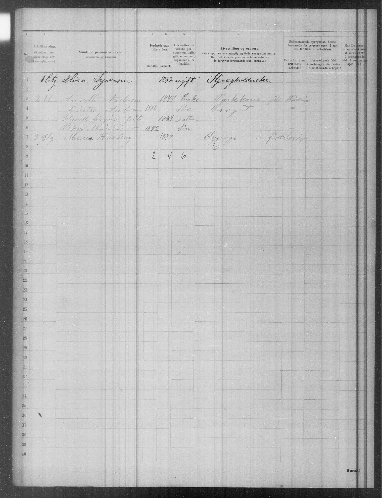 OBA, Municipal Census 1902 for Kristiania, 1902, p. 19111