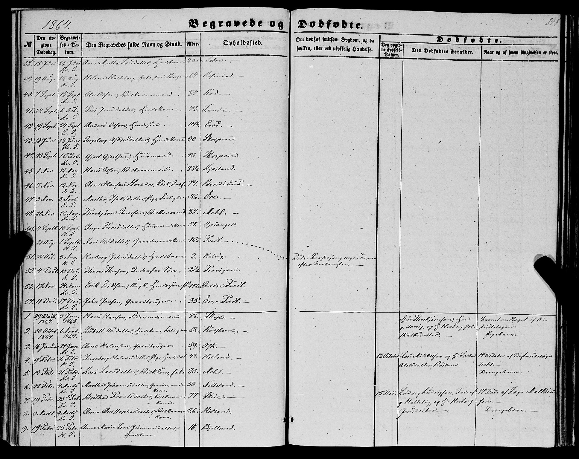Kvinnherad sokneprestembete, SAB/A-76401/H/Haa: Parish register (official) no. A 8, 1854-1872, p. 243