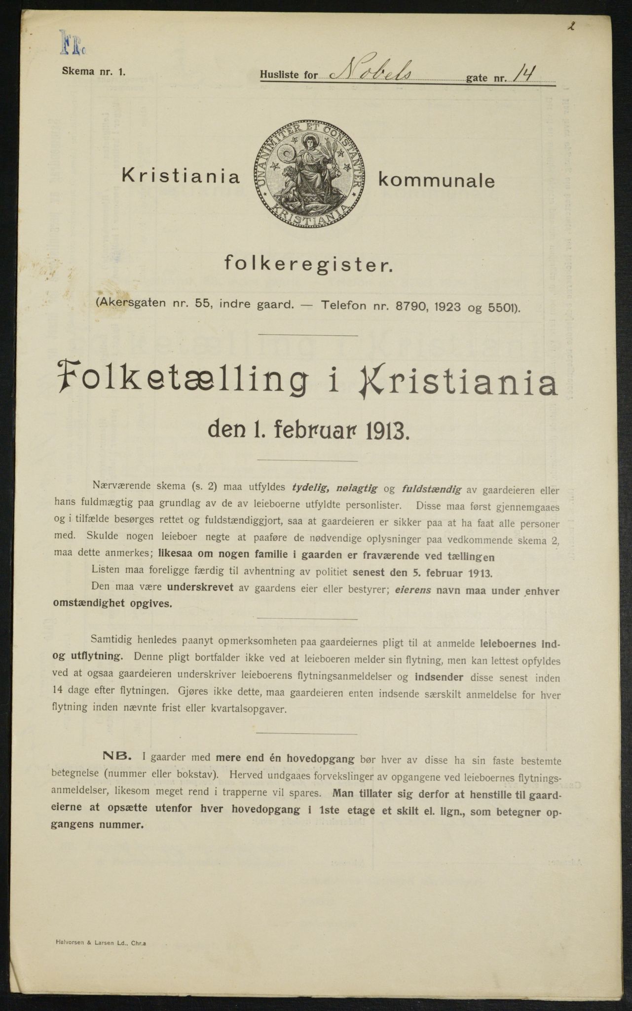 OBA, Municipal Census 1913 for Kristiania, 1913, p. 71269