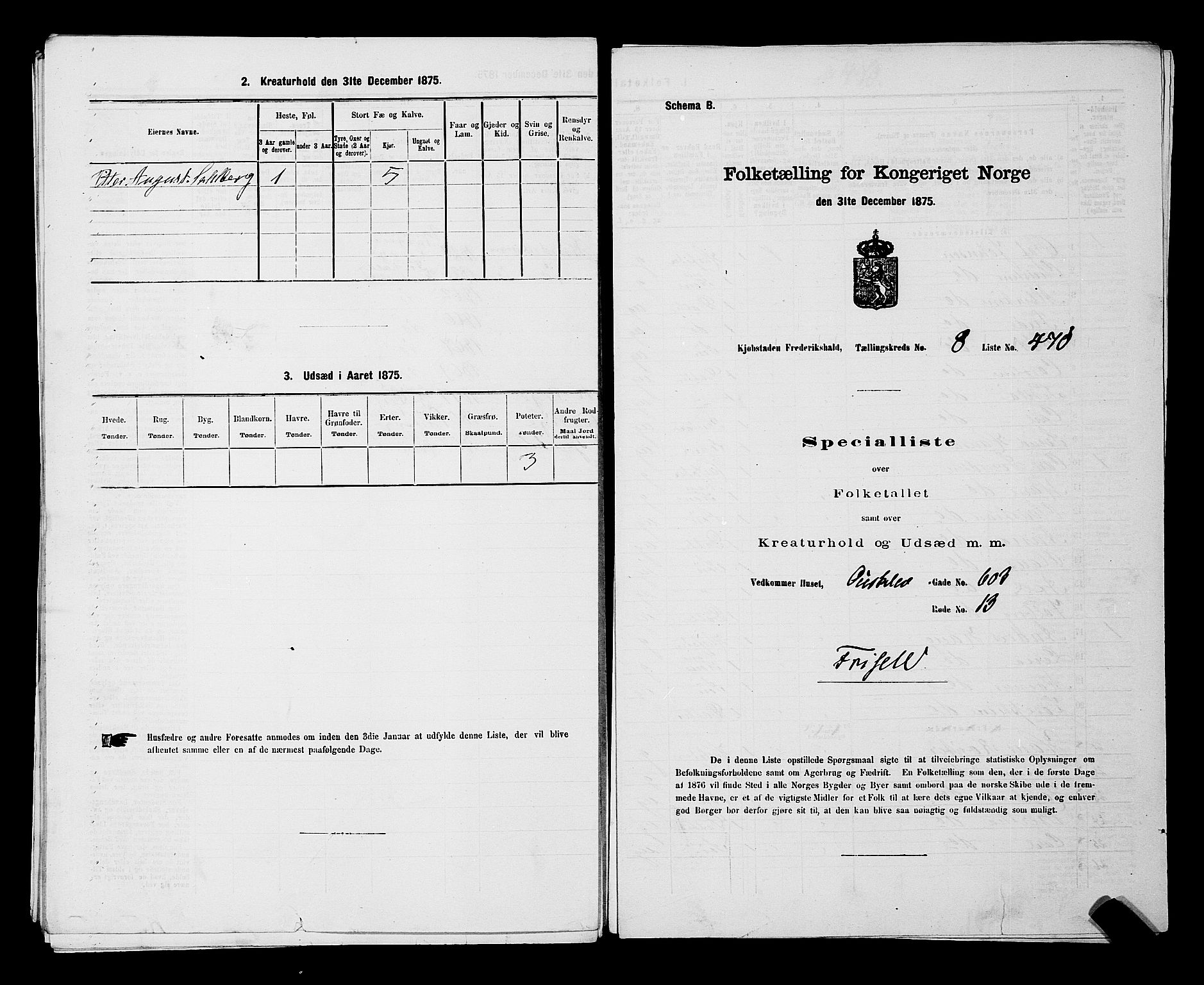 RA, 1875 census for 0101P Fredrikshald, 1875, p. 1268