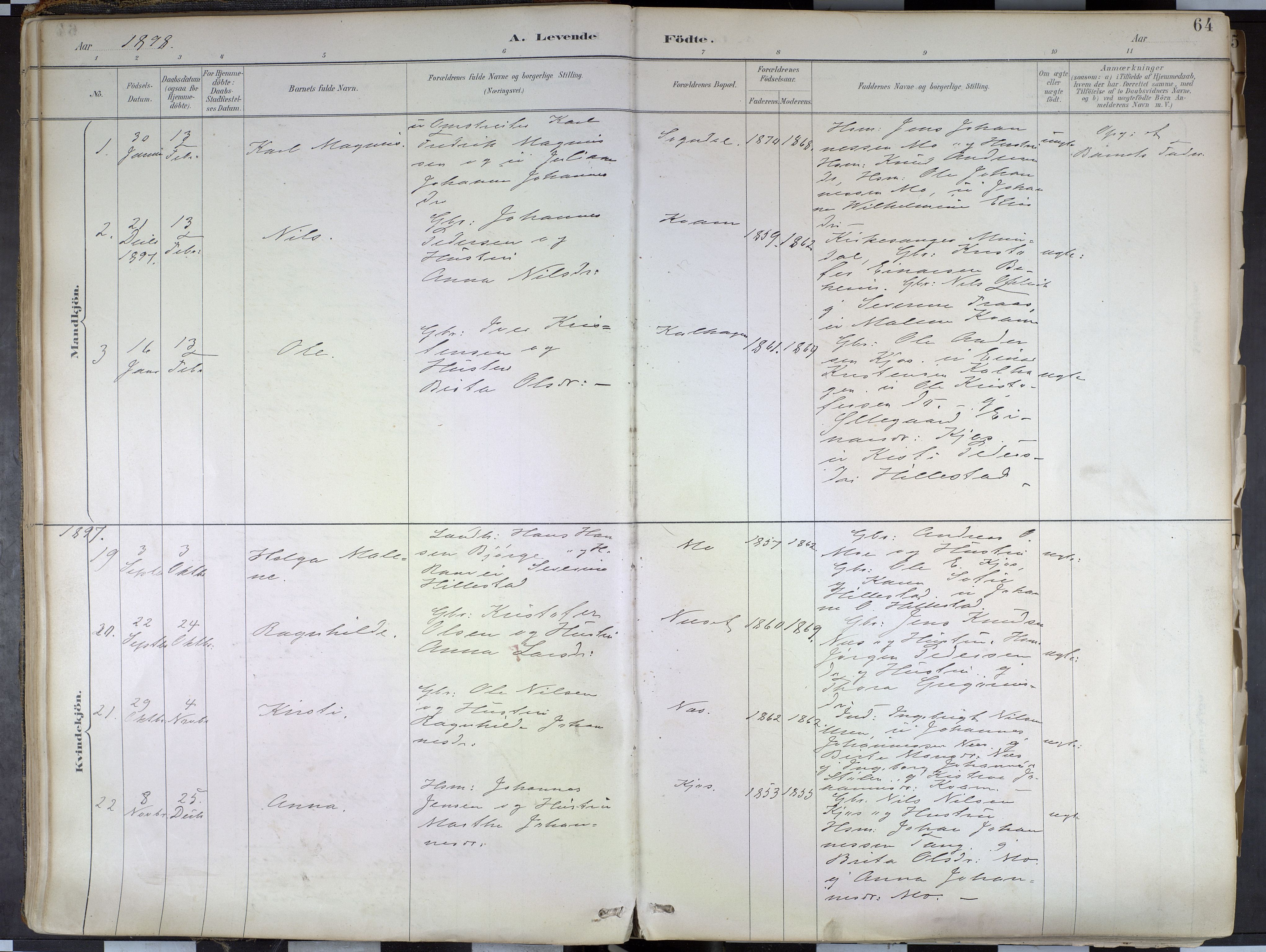 Hafslo sokneprestembete, SAB/A-80301/H/Haa/Haab/L0001: Parish register (official) no. B 1, 1886-1945, p. 64