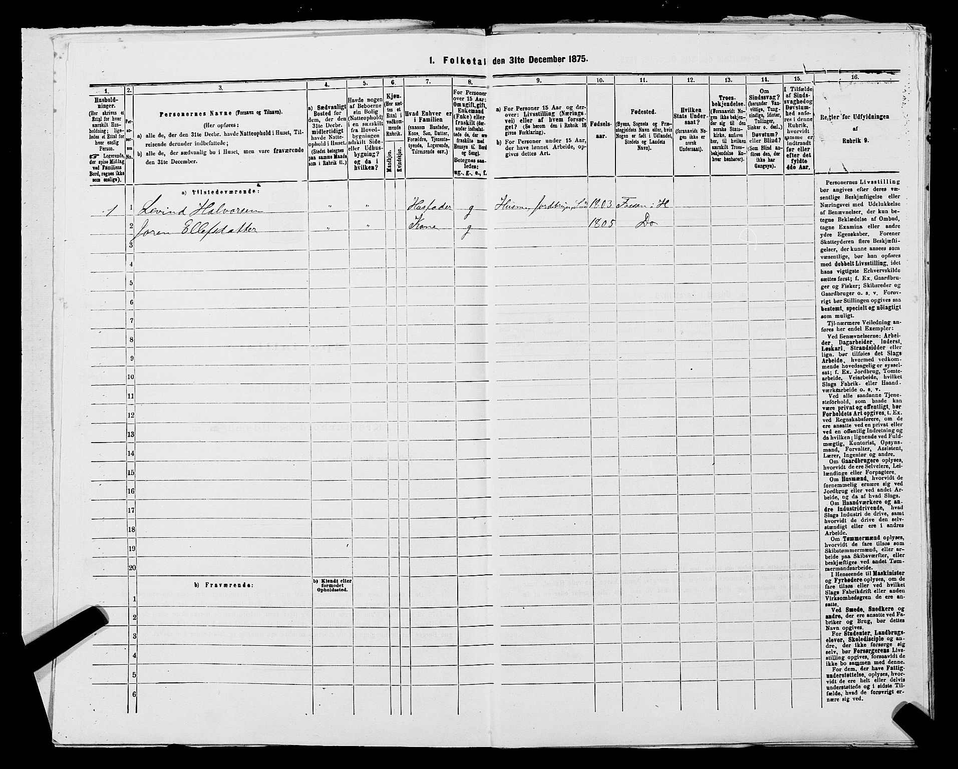 SAST, 1875 census for 1128P Høgsfjord, 1875, p. 243