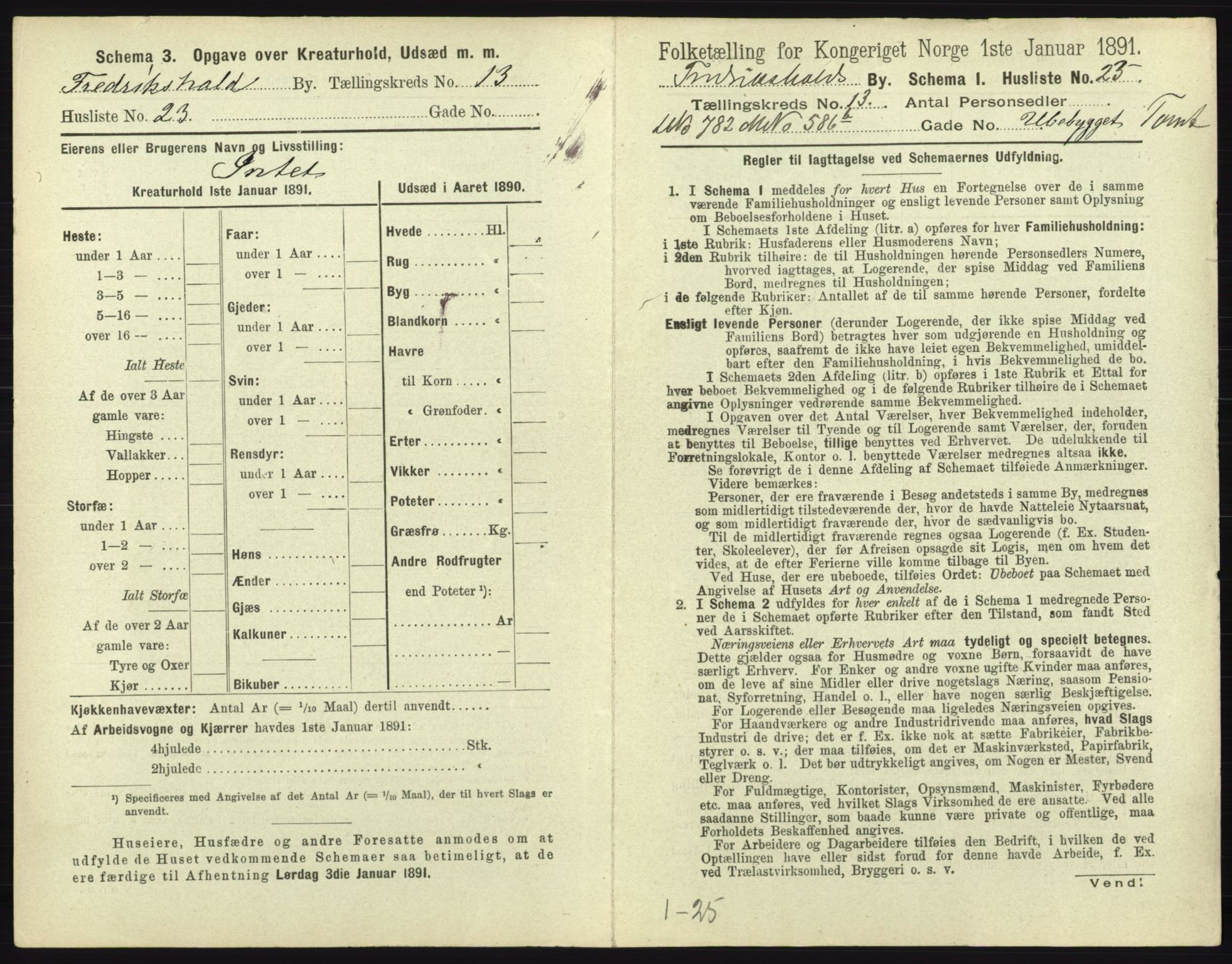 RA, 1891 census for 0101 Fredrikshald, 1891, p. 1236