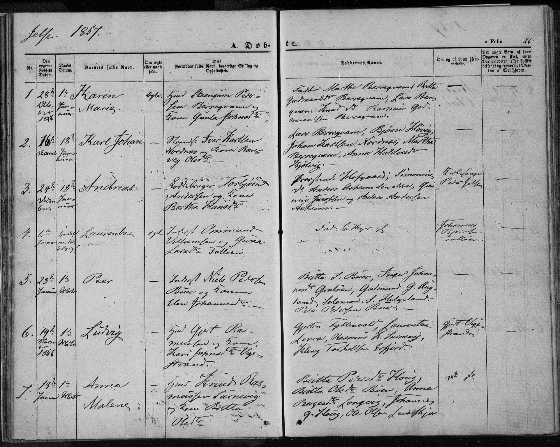 Jelsa sokneprestkontor, SAST/A-101842/01/IV: Parish register (official) no. A 7, 1854-1866, p. 26