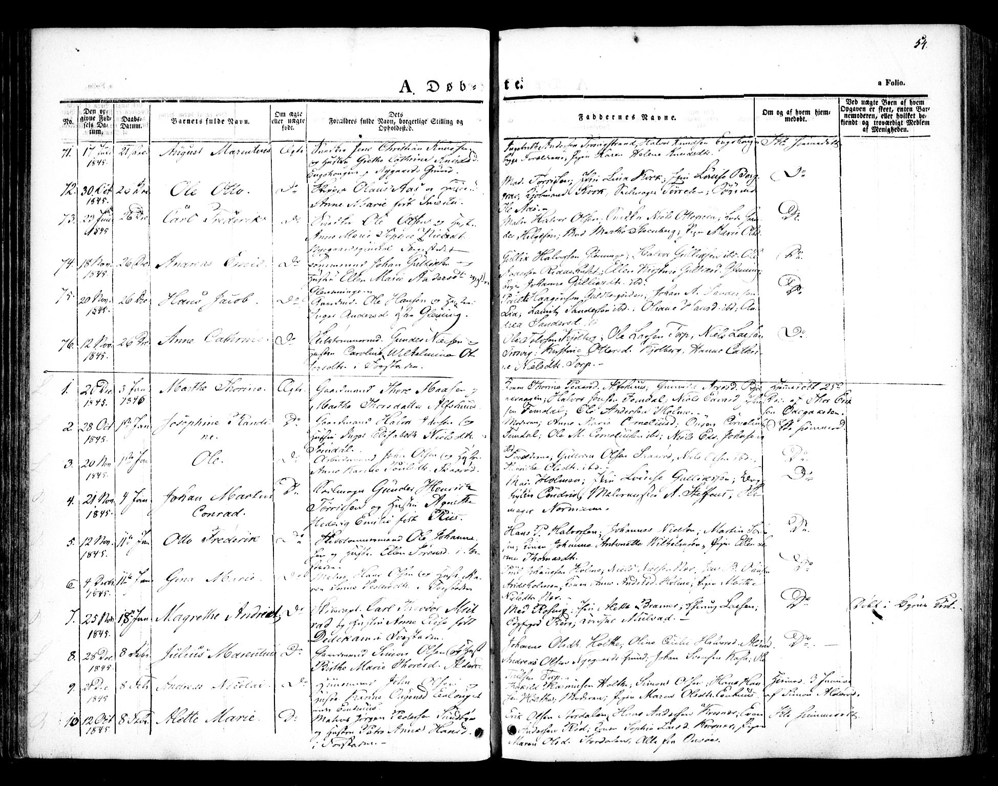 Glemmen prestekontor Kirkebøker, AV/SAO-A-10908/F/Fa/L0005: Parish register (official) no. 5, 1838-1852, p. 54