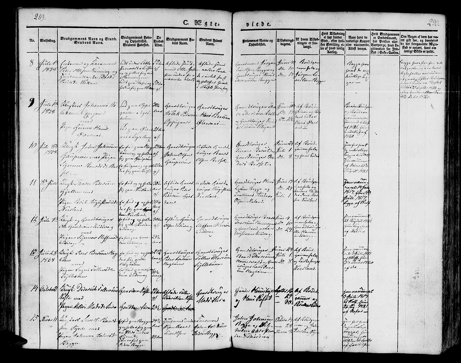 Ministerialprotokoller, klokkerbøker og fødselsregistre - Møre og Romsdal, AV/SAT-A-1454/551/L0624: Parish register (official) no. 551A04, 1831-1845, p. 289-290