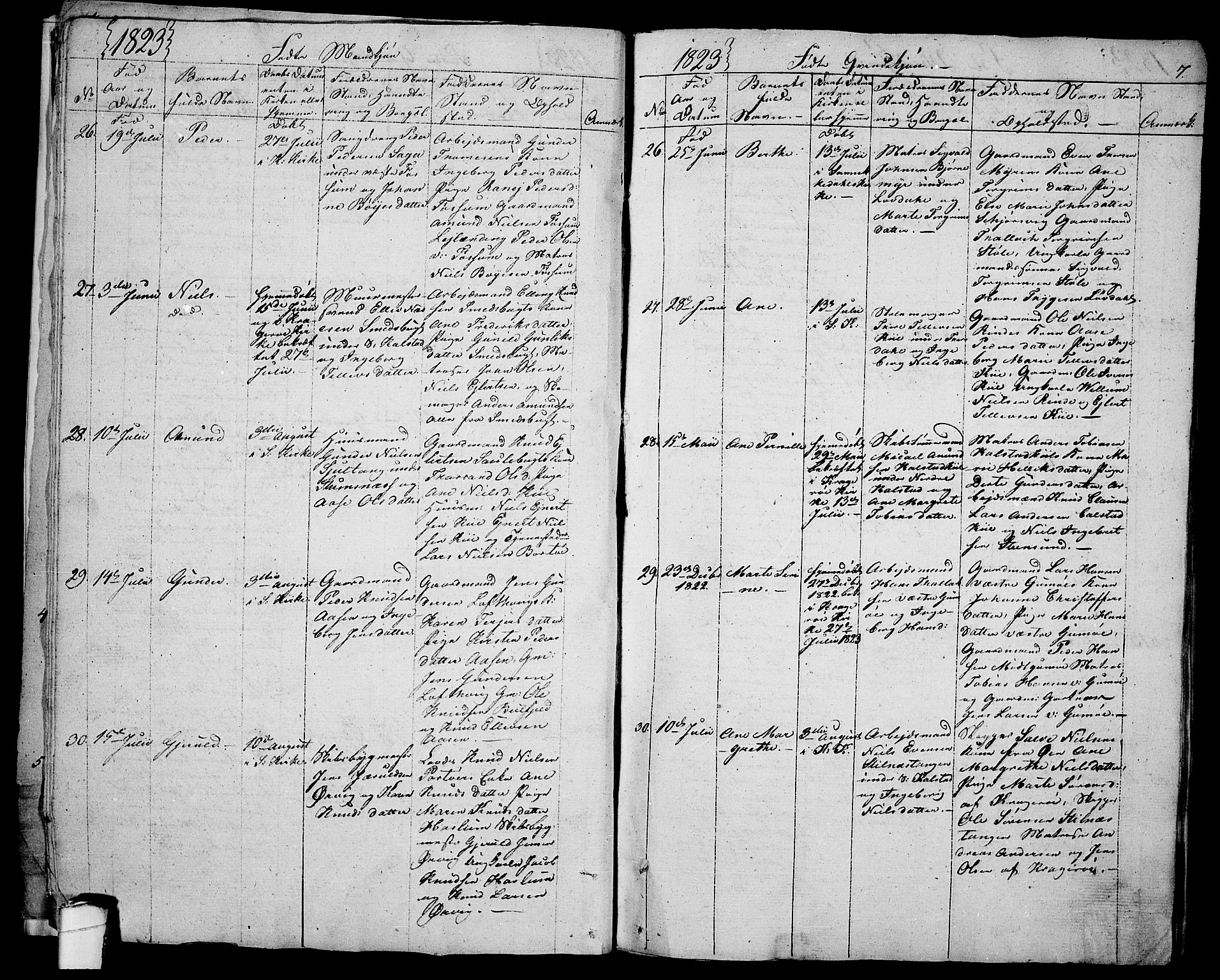 Sannidal kirkebøker, SAKO/A-296/F/Fa/L0005: Parish register (official) no. 5, 1823-1830, p. 7