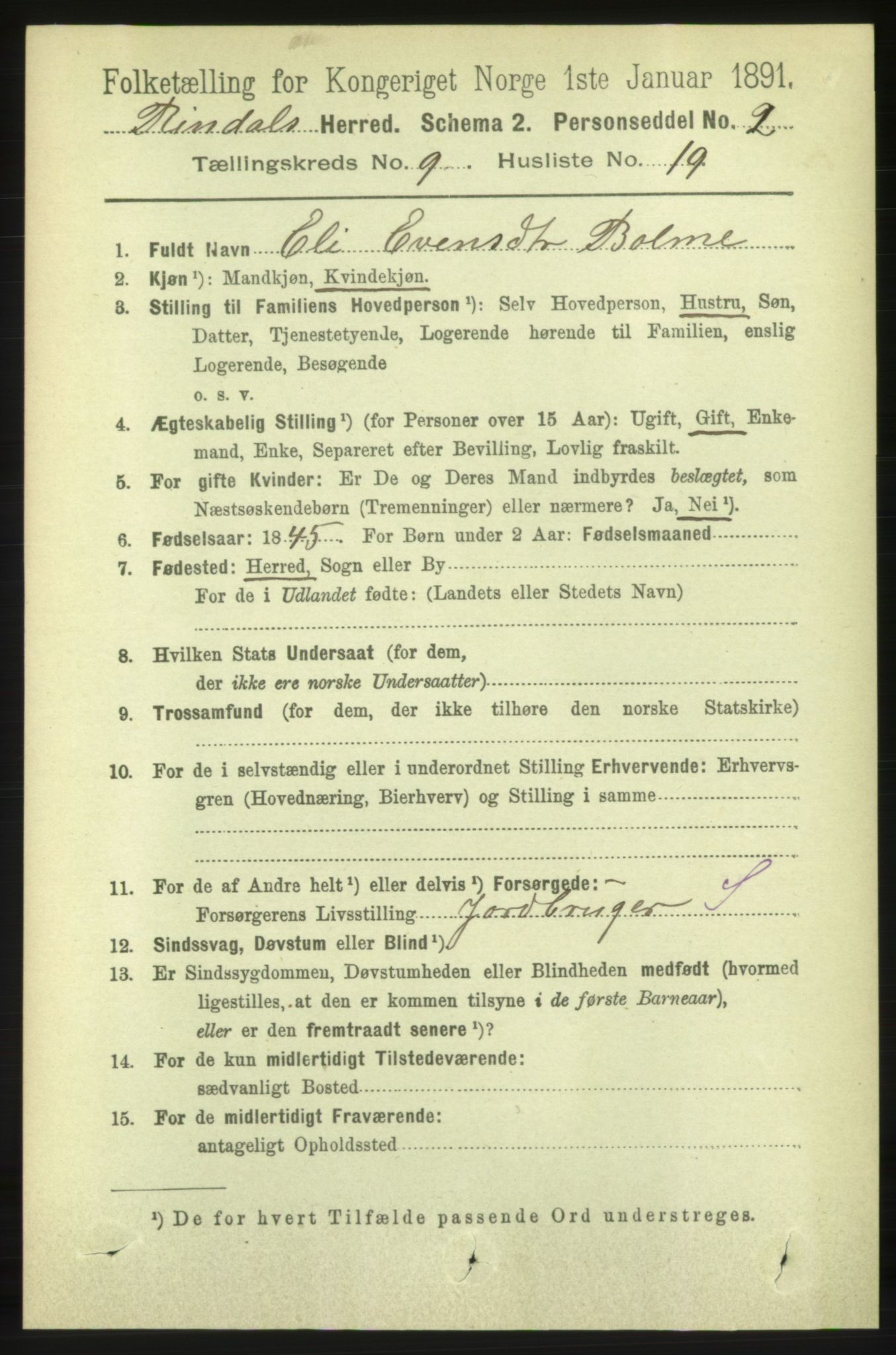 RA, 1891 census for 1567 Rindal, 1891, p. 2990