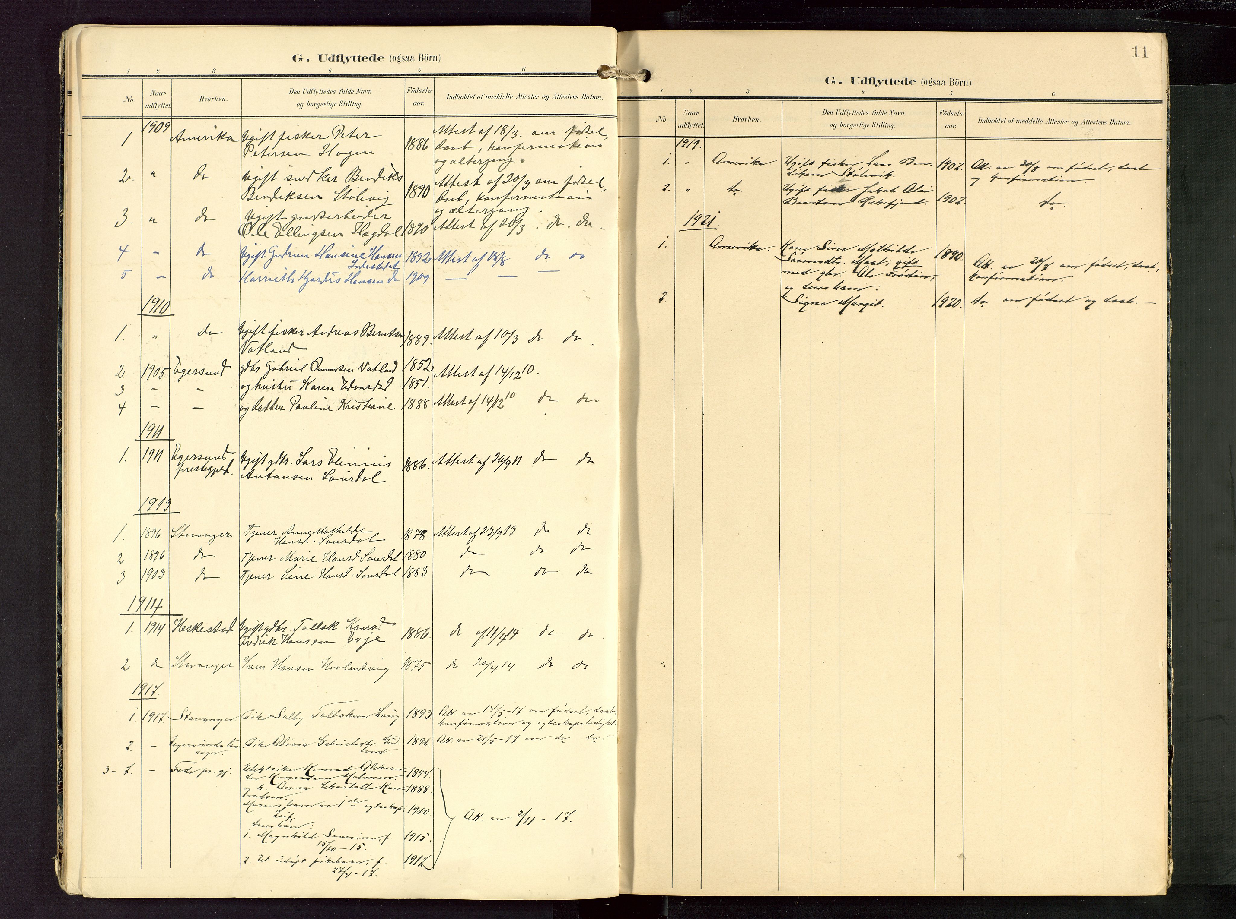 Sokndal sokneprestkontor, SAST/A-101808: Parish register (official) no. A 13, 1905-1945, p. 11