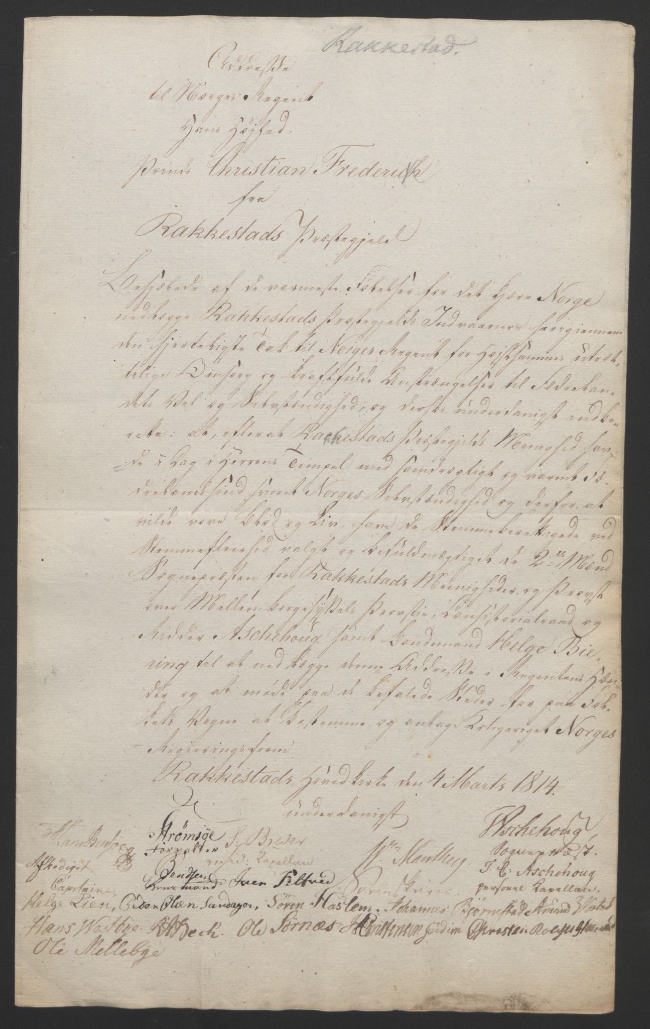 Statsrådssekretariatet, RA/S-1001/D/Db/L0007: Fullmakter for Eidsvollsrepresentantene i 1814. , 1814, p. 160