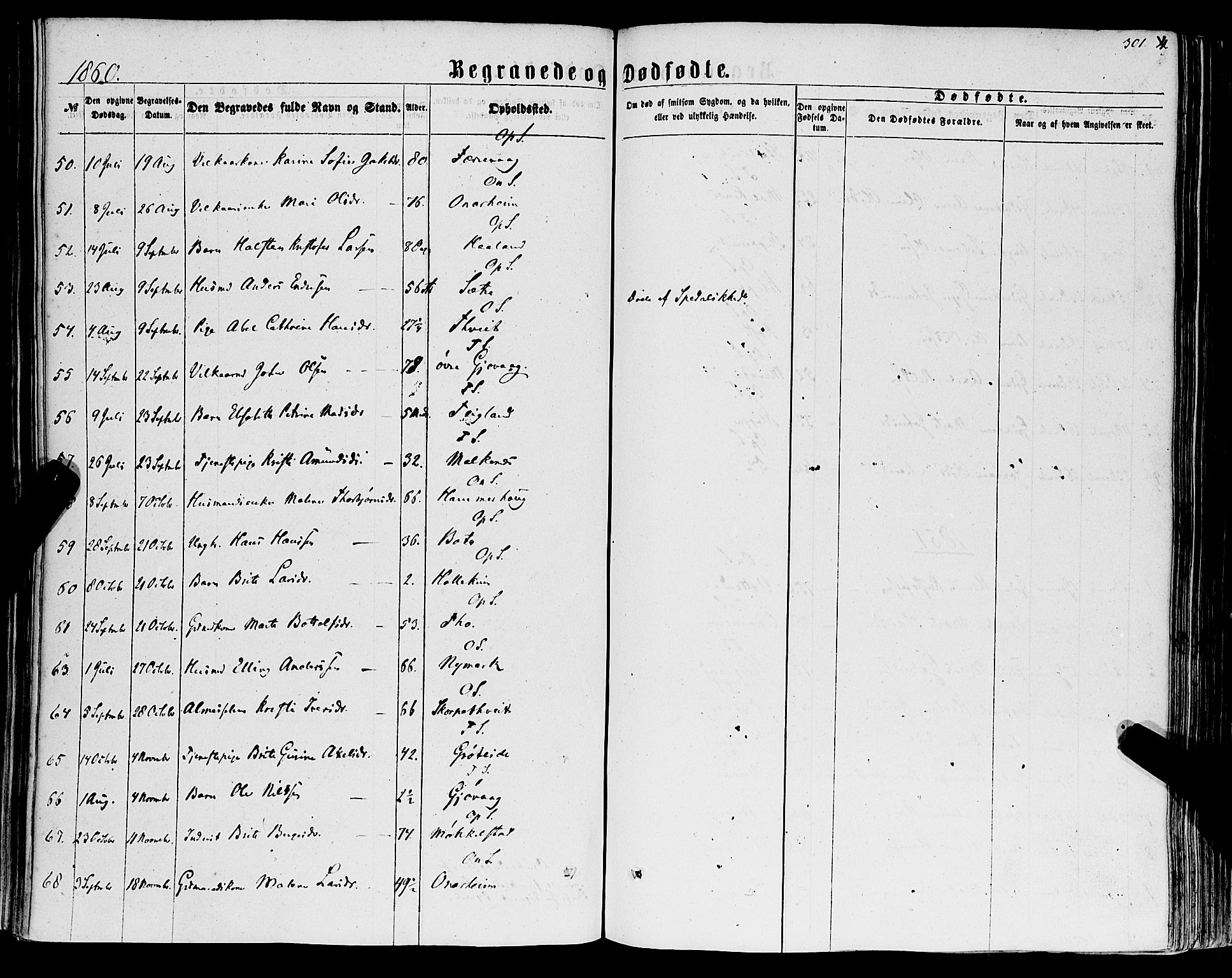 Tysnes sokneprestembete, SAB/A-78601/H/Haa: Parish register (official) no. A 11, 1860-1871, p. 301