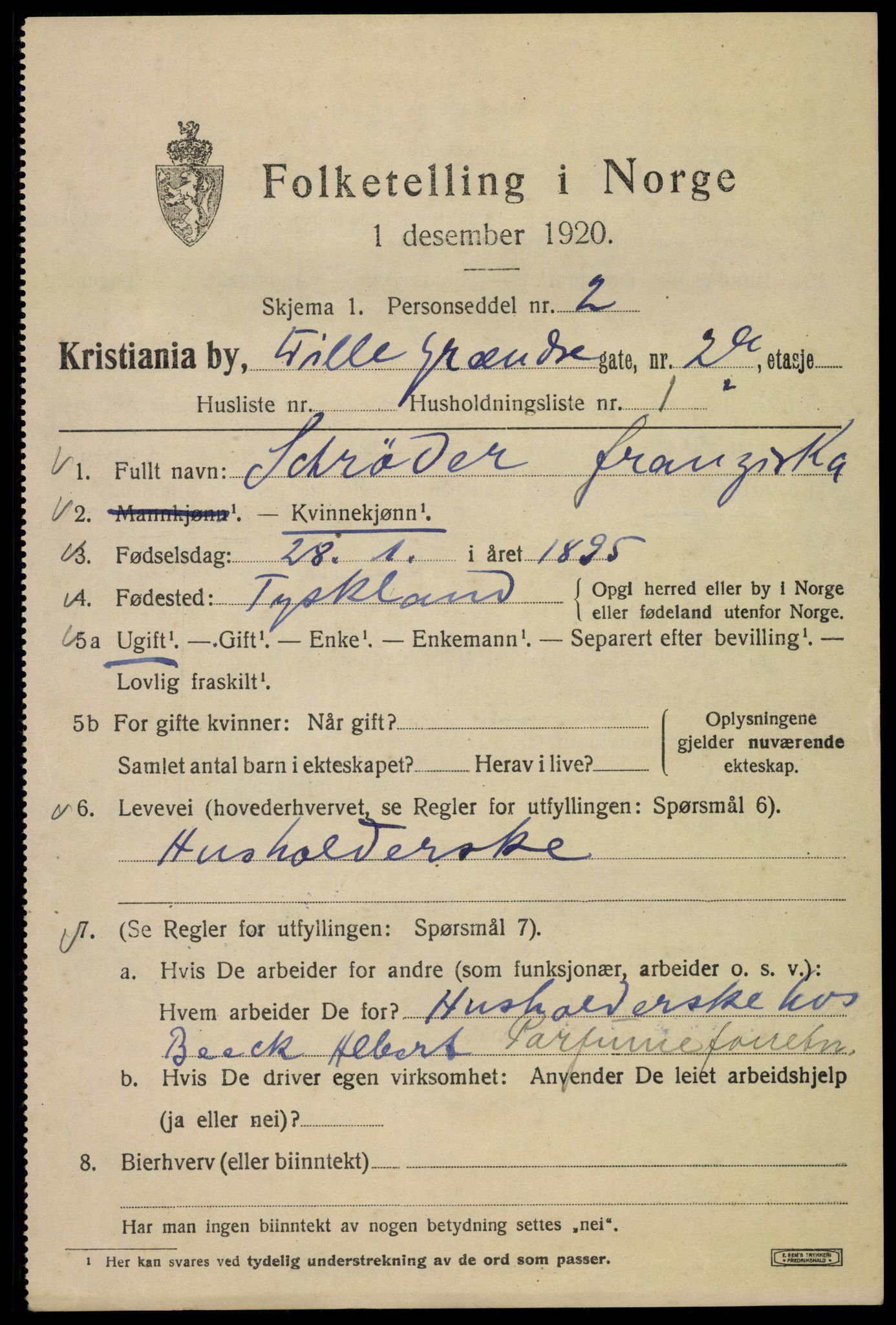 SAO, 1920 census for Kristiania, 1920, p. 364513