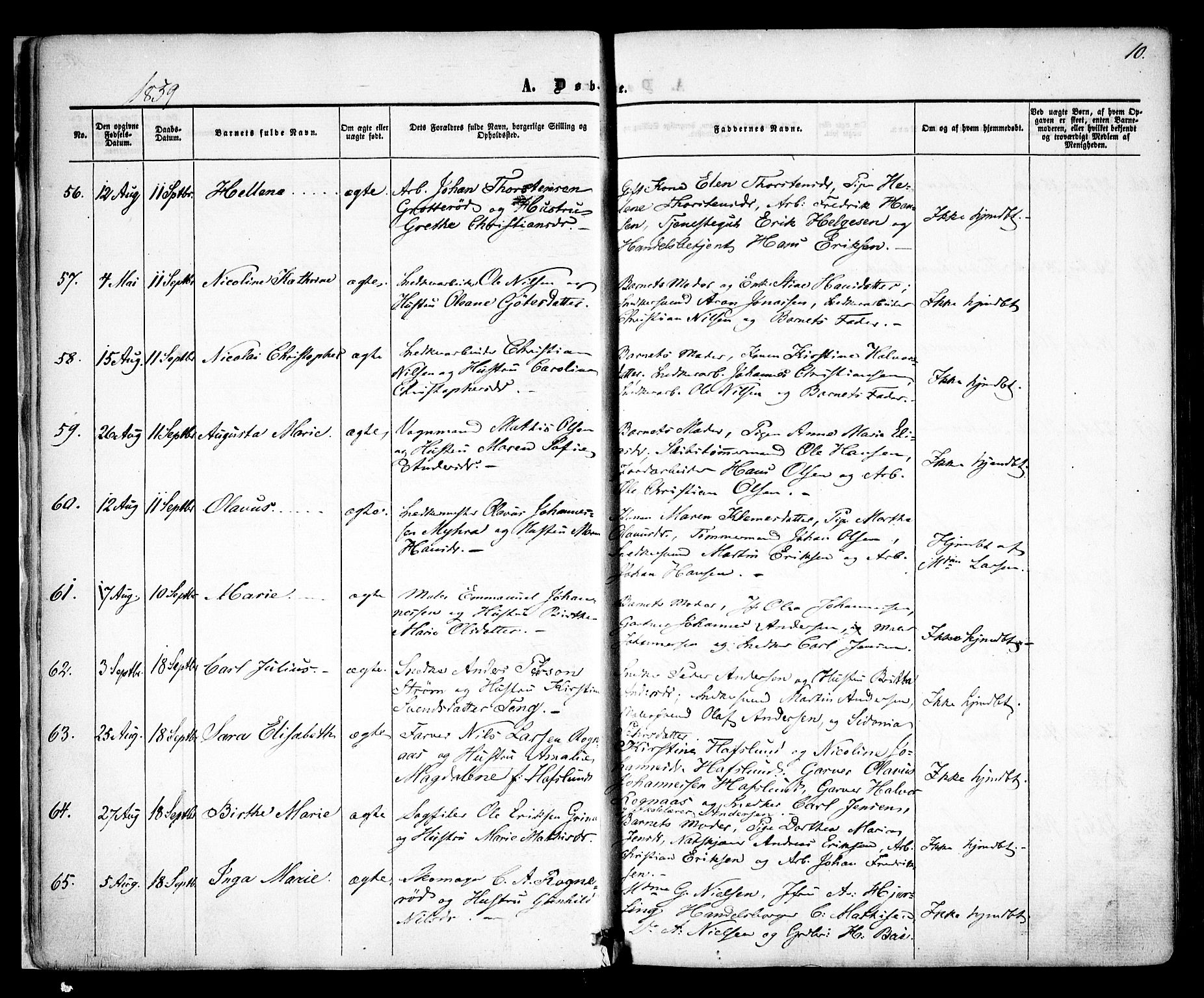 Sarpsborg prestekontor Kirkebøker, AV/SAO-A-2006/F/Fa/L0001: Parish register (official) no. 1, 1859-1868, p. 10