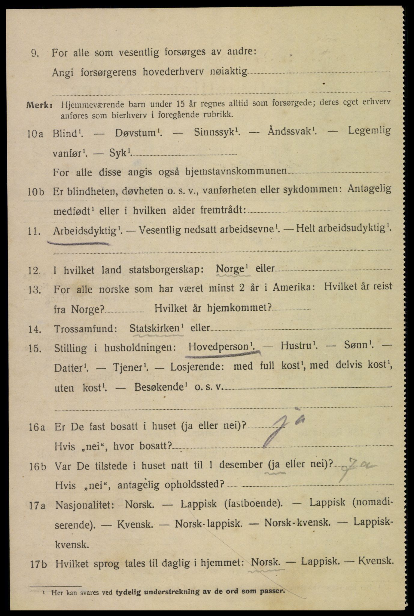 SAT, 1920 census for Narvik, 1920, p. 9629