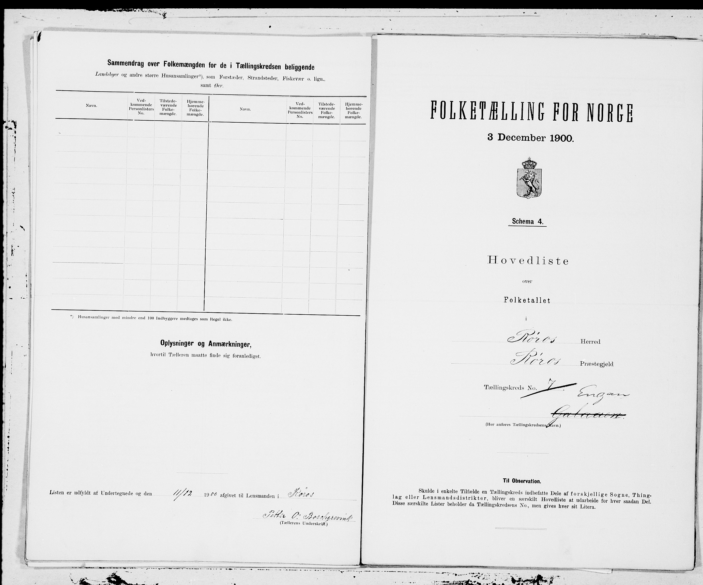 SAT, 1900 census for Røros, 1900, p. 16