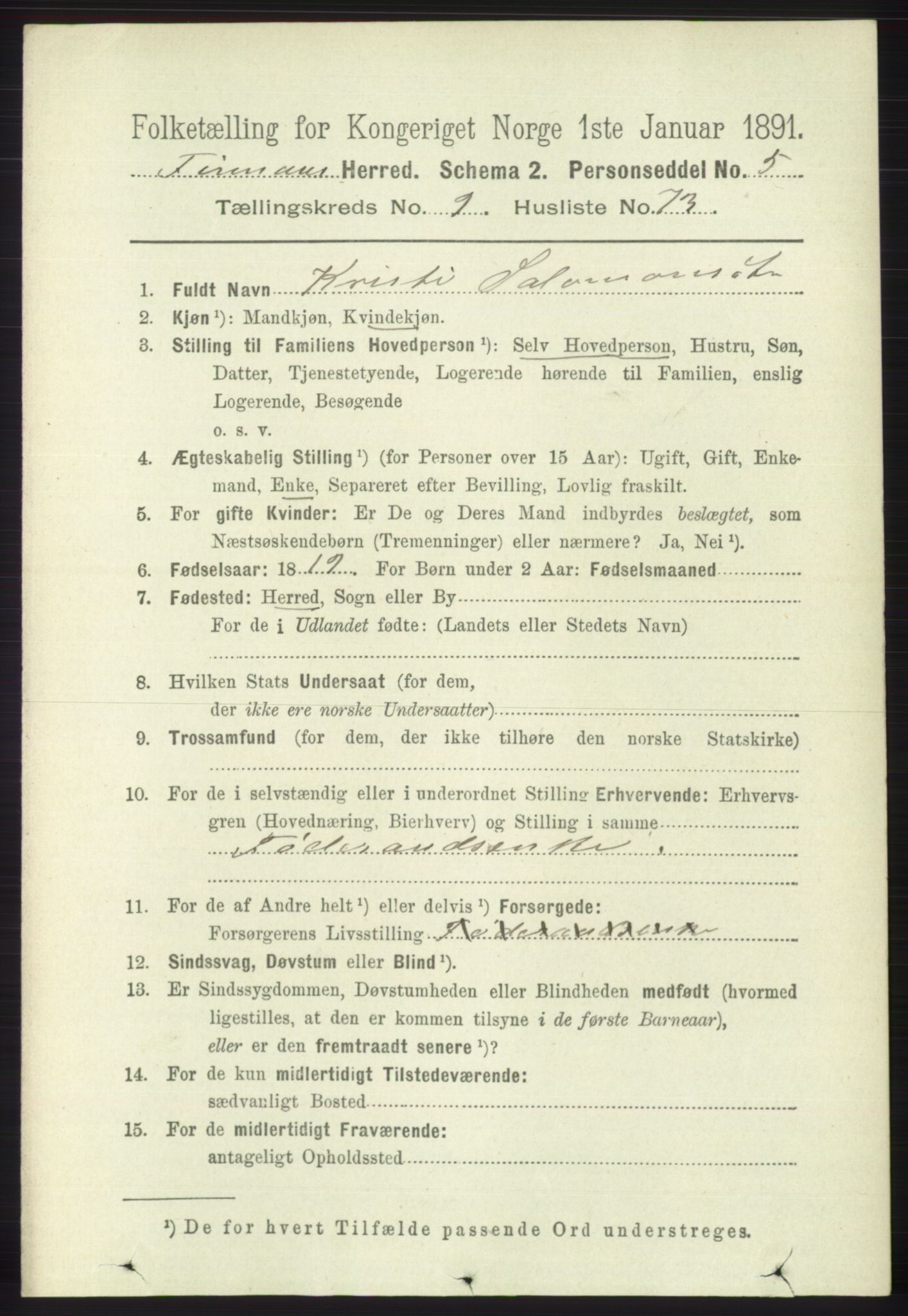 RA, 1891 census for 1218 Finnås, 1891, p. 4410