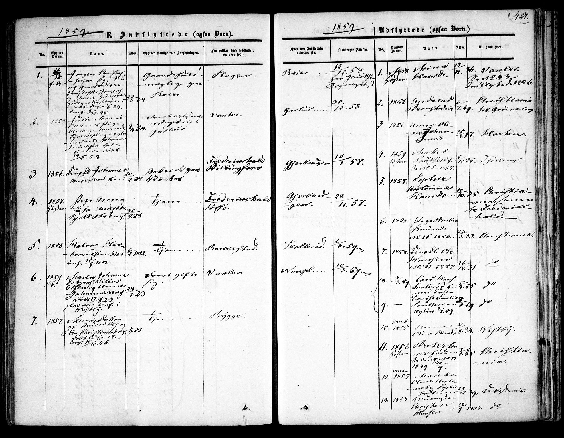 Moss prestekontor Kirkebøker, AV/SAO-A-2003/F/Fa/L0008: Parish register (official) no. I 8, 1852-1869, p. 427