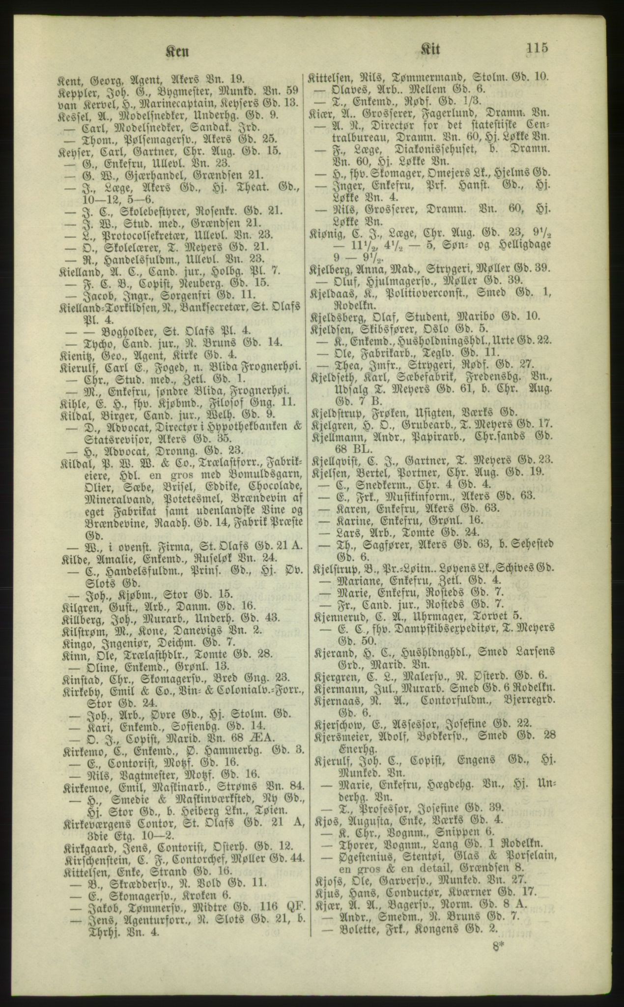 Kristiania/Oslo adressebok, PUBL/-, 1881, p. 115