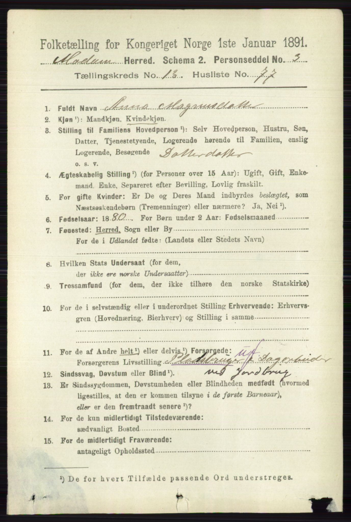 RA, 1891 census for 0623 Modum, 1891, p. 5349