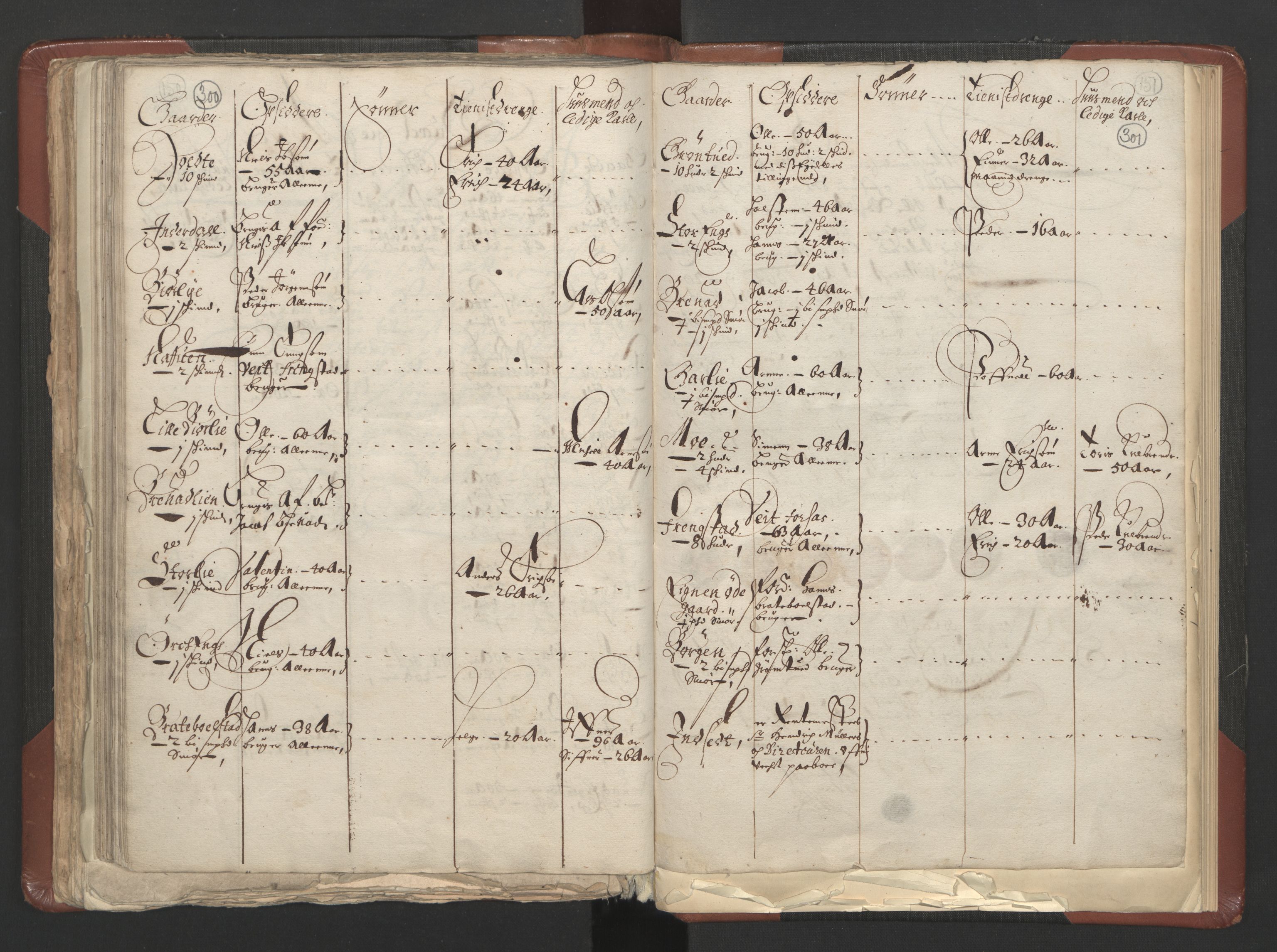 RA, Bailiff's Census 1664-1666, no. 3: Hedmark fogderi and Solør, Østerdal and Odal fogderi, 1664, p. 300-301