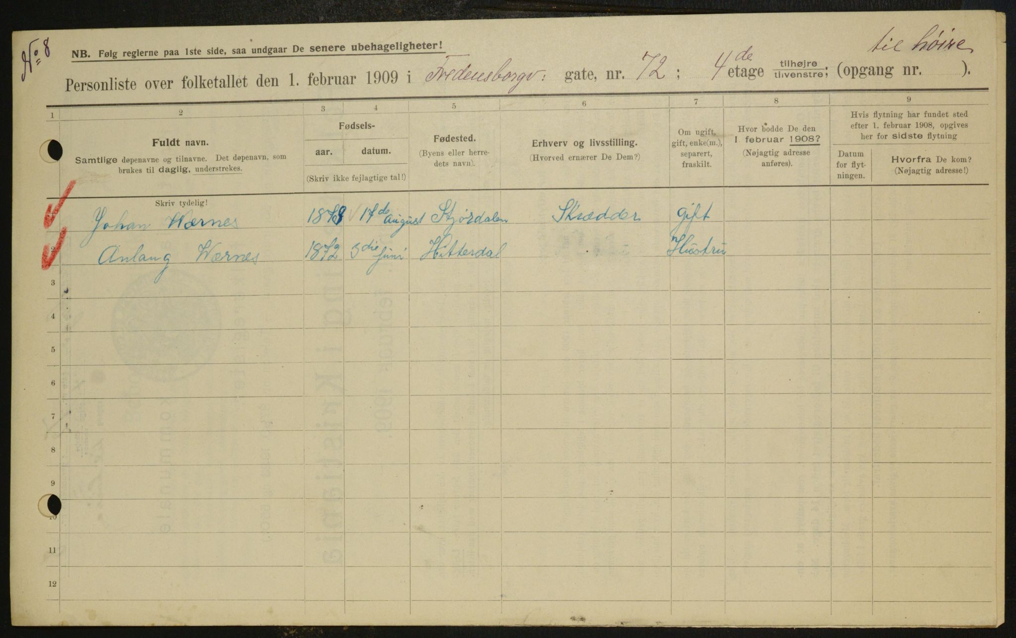 OBA, Municipal Census 1909 for Kristiania, 1909, p. 24030